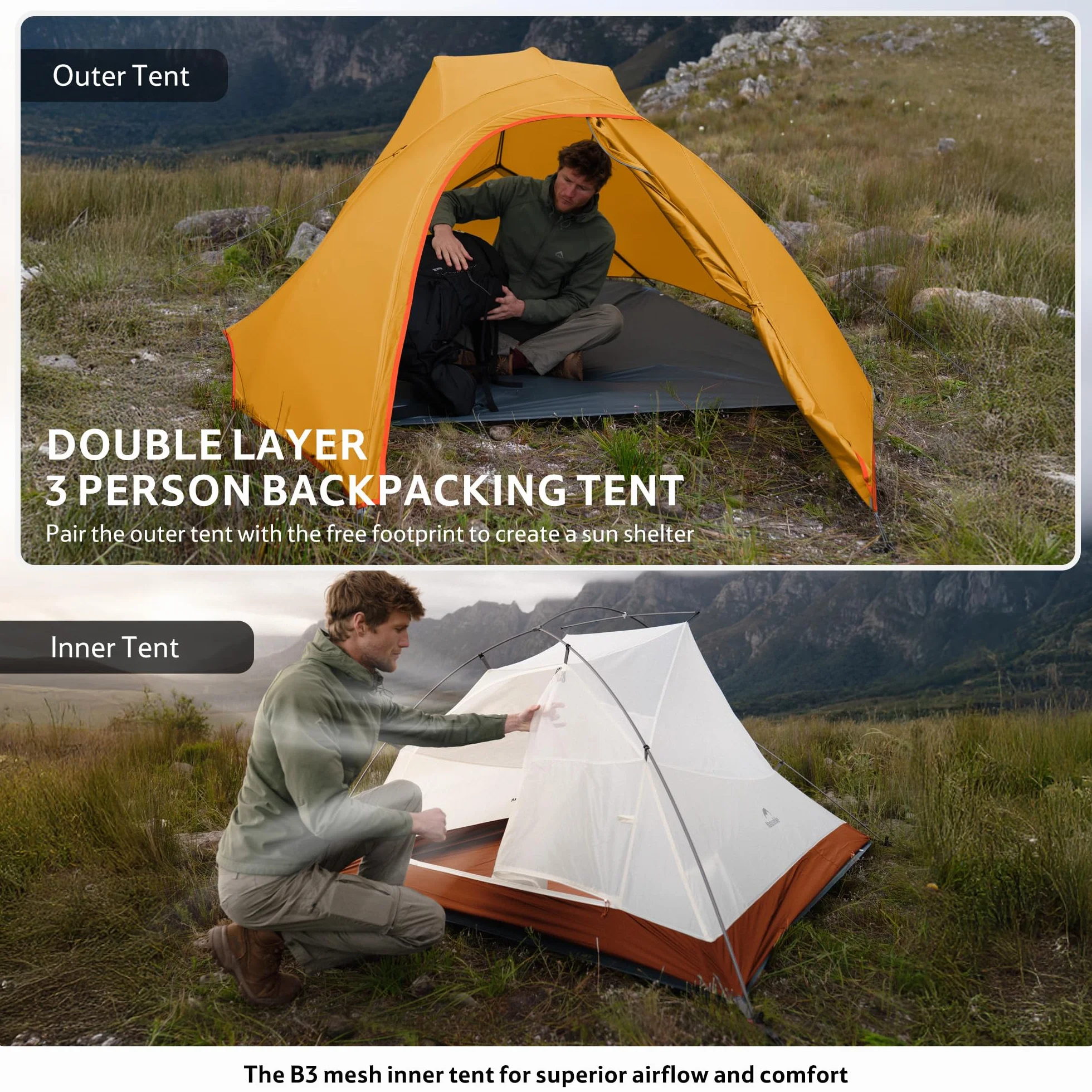 Ultralight 3-Person Backpacking Tent