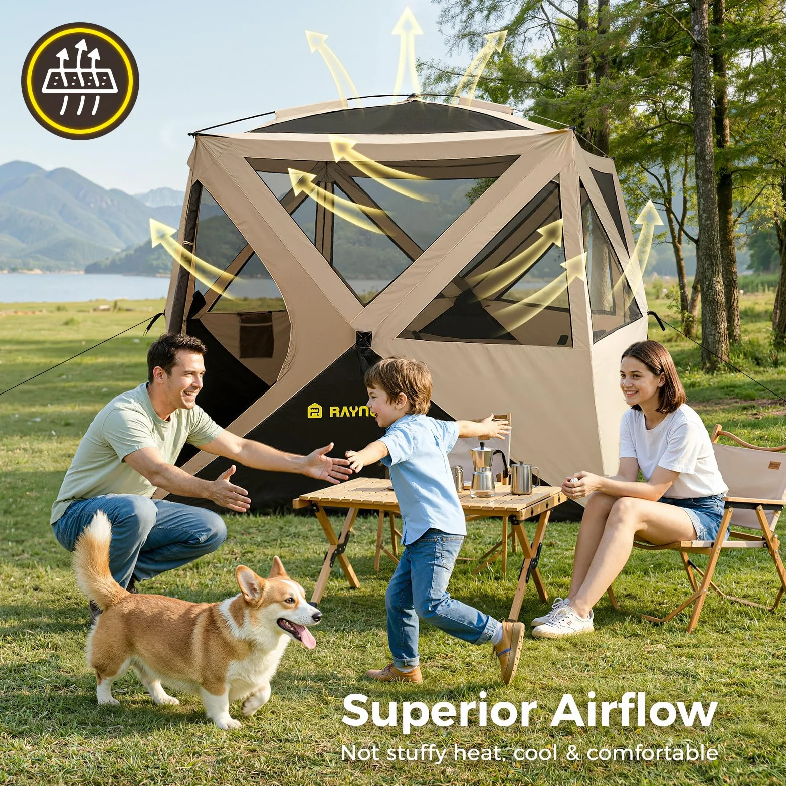 4 Person Camping Tent, Setup in 60 Seconds, Waterproof,Pop up Tents | Instant setup in 60 Seconds,Spacious Interior,3000mm waterproof Camping tent,Instant Cabin Tents with Carry Bag