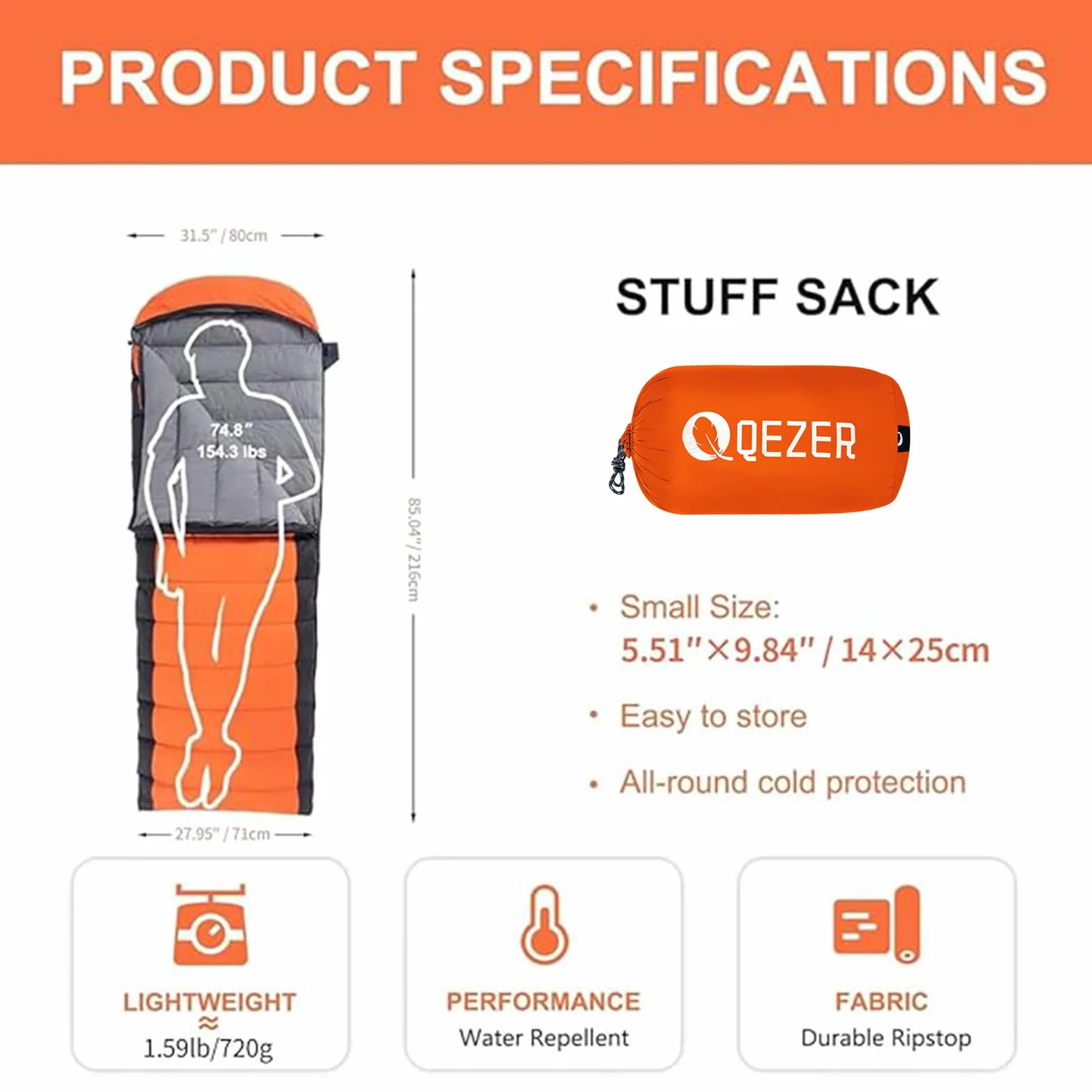 Down Sleeping Bag for Adults, 600FP Cold Warm Weather Backpacking | 4-Season Use,600 Fill Power Down,Ultralight Compact Carry,Camping Hiking Backpacking