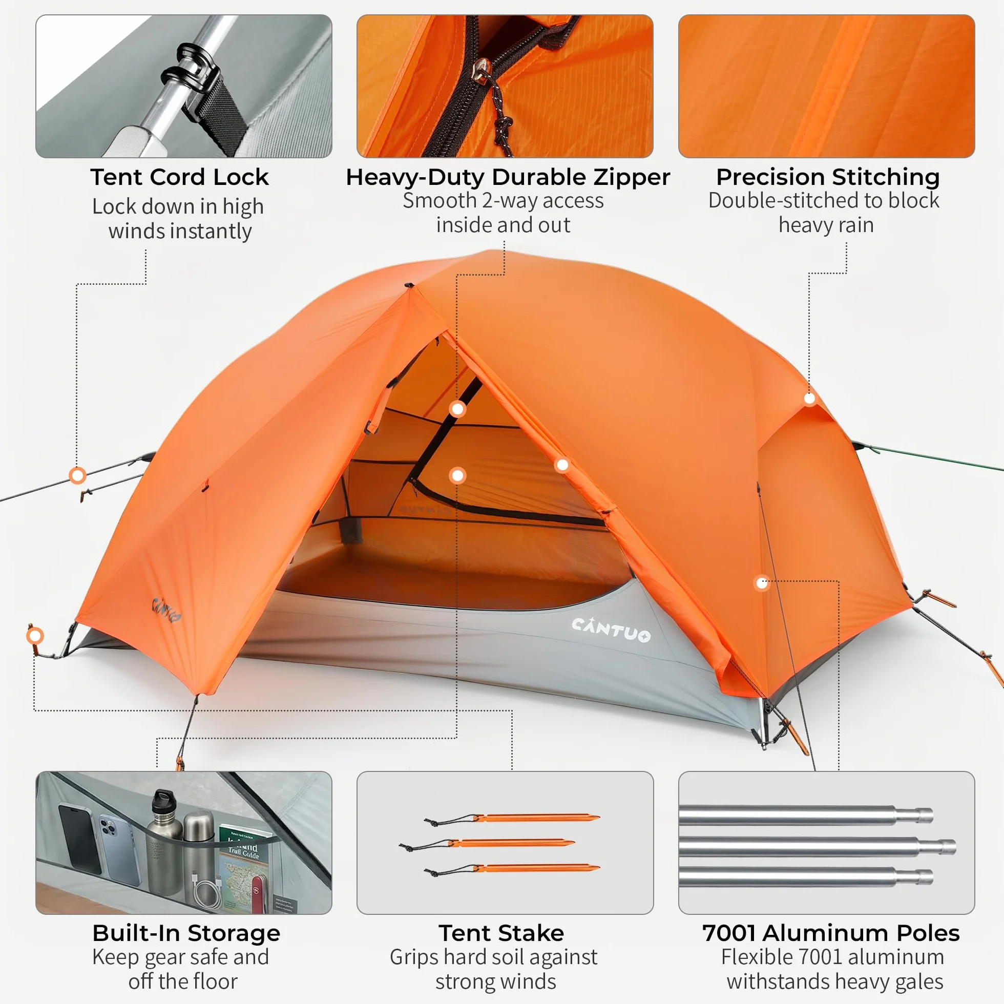 2/3 Person Tent Backpacking Tent with Footprint Ultralight 20D Nylon 4000mm Waterproof & Windproof Two Person Tent