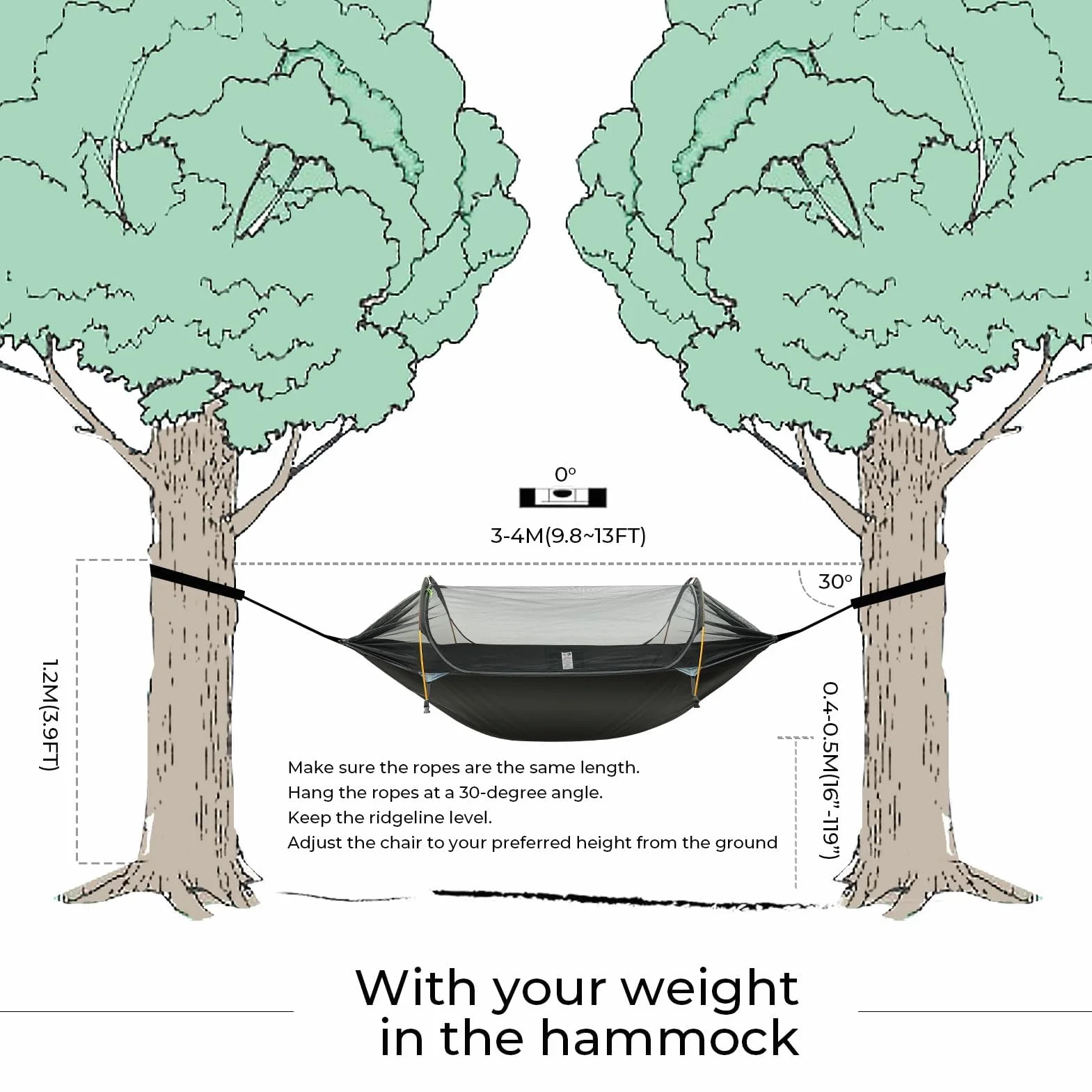 Camping Hammock Tent with Mosquito Net & RainFly, 3 in 1 Waterproof Portable Sleeping Hammock Bug Backpacker Lightweight Outdoor Gear Swing for Hiking Travel Patio Expedition(Dark Green)
