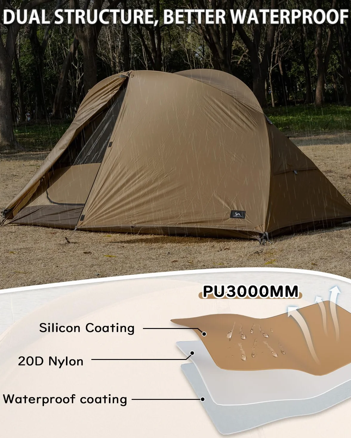 TOMOUNT Backpacking Tent Ultralight Nylon 1-2 Person Tent 3.3lbs-4.4lbs for Hiking Camping