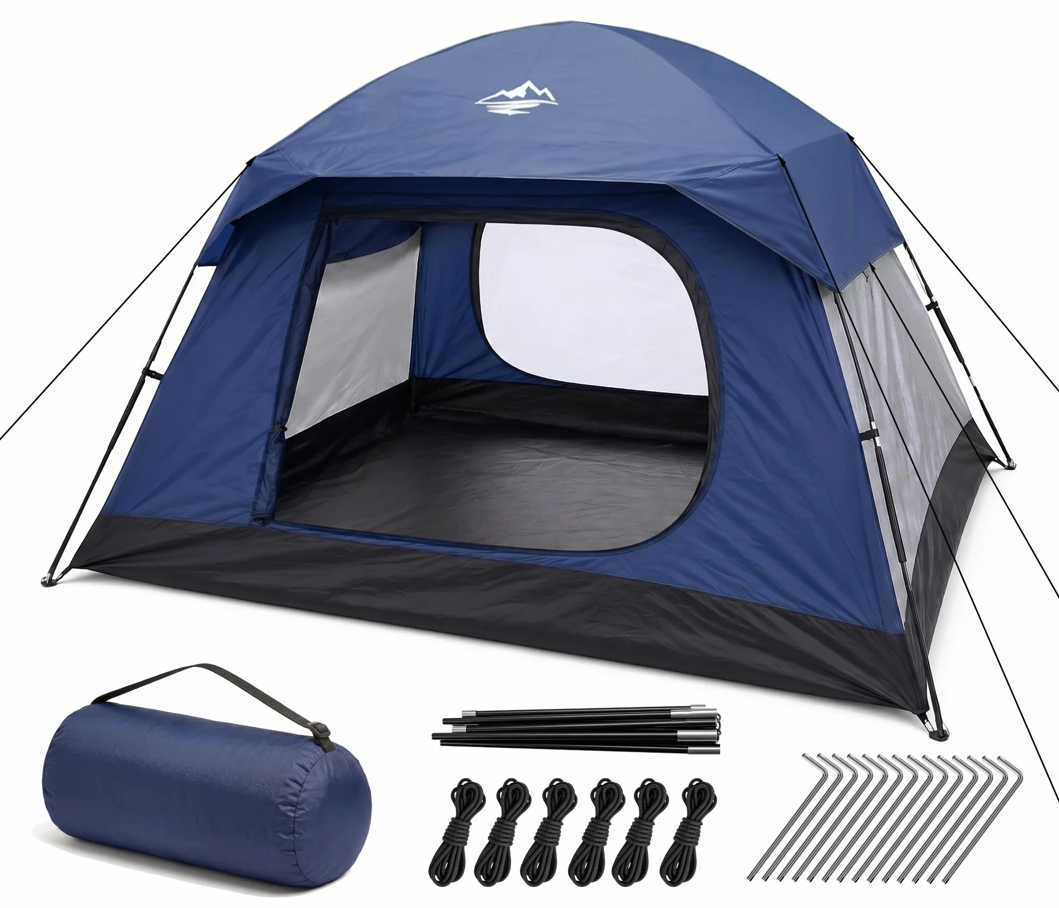 4 Person Tents for Camping Waterproof, Windproof Dome Tent with Rainfly, Easy Setup Portable Tent for Outdoor Camping