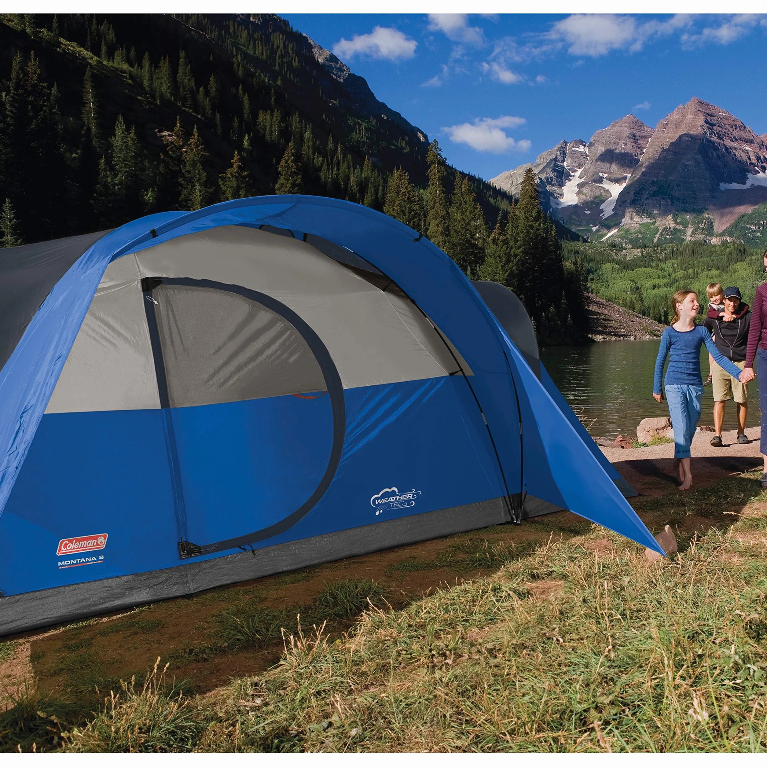 Montana Camping Tent, 6/8 Person Family Tent with Included Rainfly, Carry Bag, and Spacious Interior, Fits Multiple Queen Airbeds and Sets Up in 15 Minutes