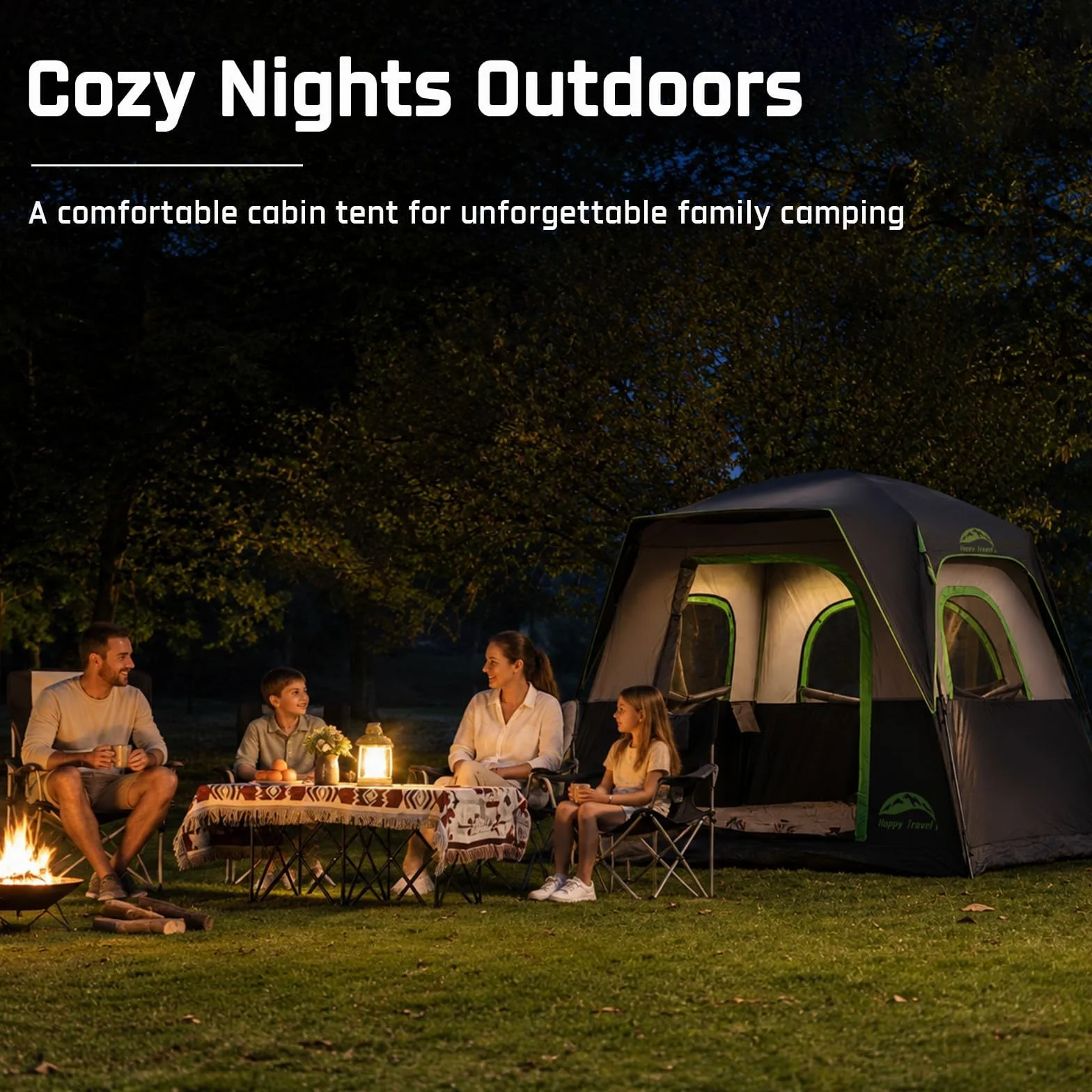 Tent 4 Person Tents for Camping, Tall Cabin Tent with Rainfly | Waterproof Portable Easy Setup Camping Tent with 4 Mesh Windows and Carry Bag for Outdoor Camping & Hiking