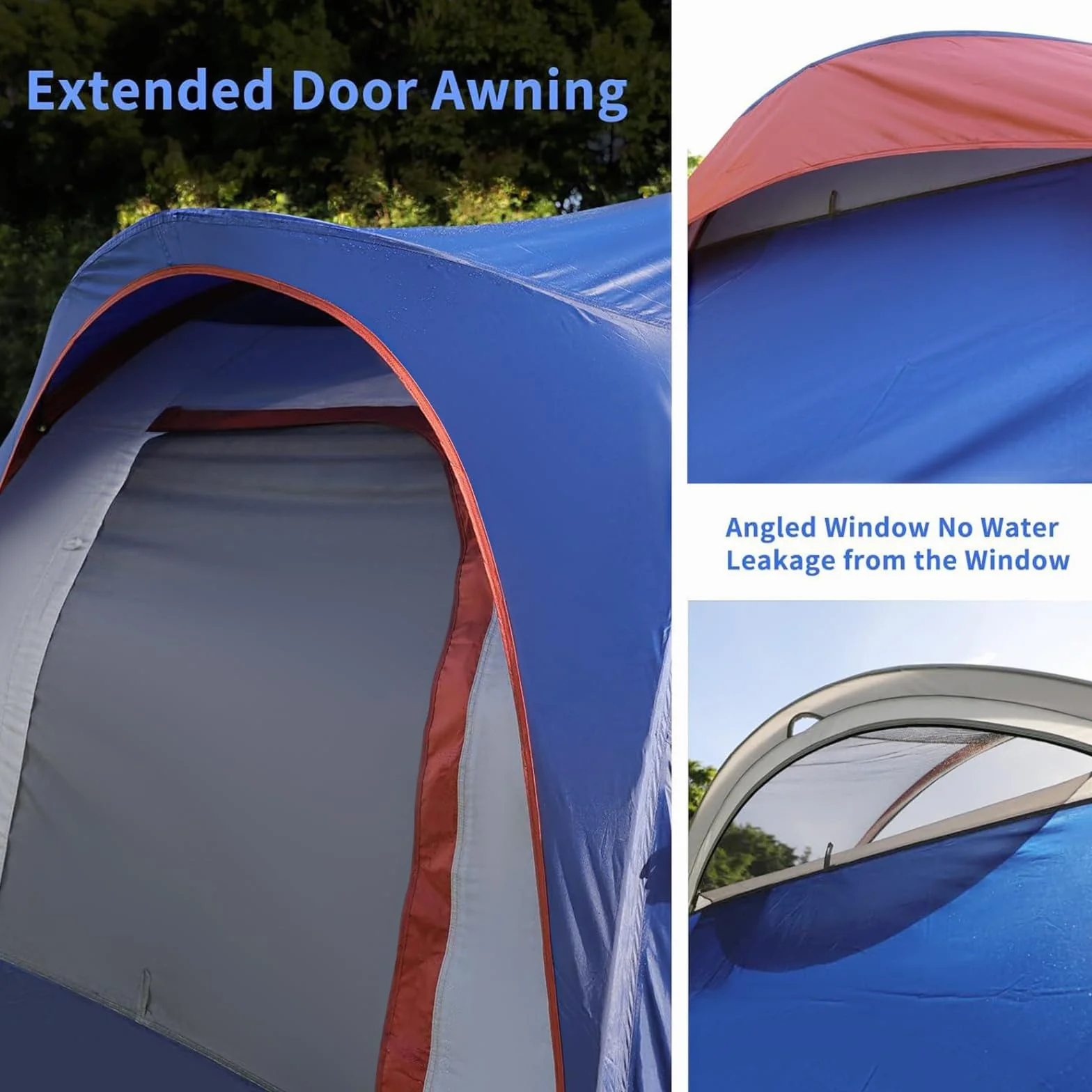 Camping Tent 10/12 Person Cabin Tent, 2 Room Water Resistant | Waterproof Tent with Top Rainfly, 3 Large Mesh Windows, Double Layer, Easy Set Up, Portable with Carry Bag