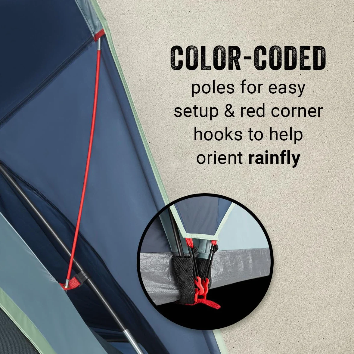 Skydome XL Large Family Tent with 5 Minute Setup, Weatherproof Tent with Rainfly & Carry Bag, Fits Multiple Queen Airbeds, Made of PFAS-Free Materials
