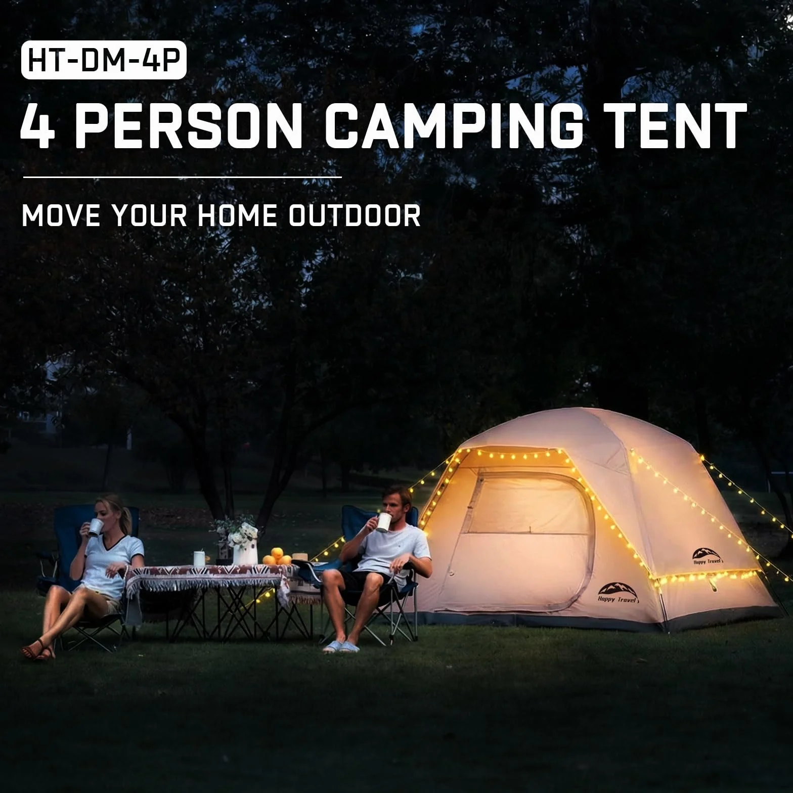 Camping Tent, 4 Person Dome Tents for Camping with Rainfly | Waterproof Clip Easy Setup Portable Family Tent with Mesh Windows, 20% More Headroom Backpacking Tents for Camping & Hiking