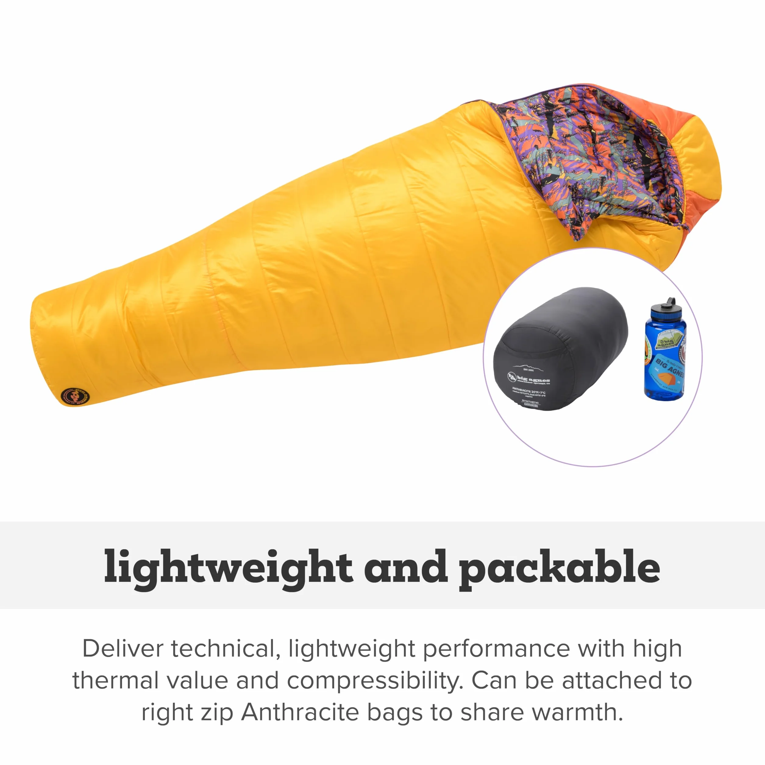 Anthracite - Sleeping Bag | Lightweight, compact 3-season mummy bag with contoured hood, draft collar and anti-snag zipper for backpacking