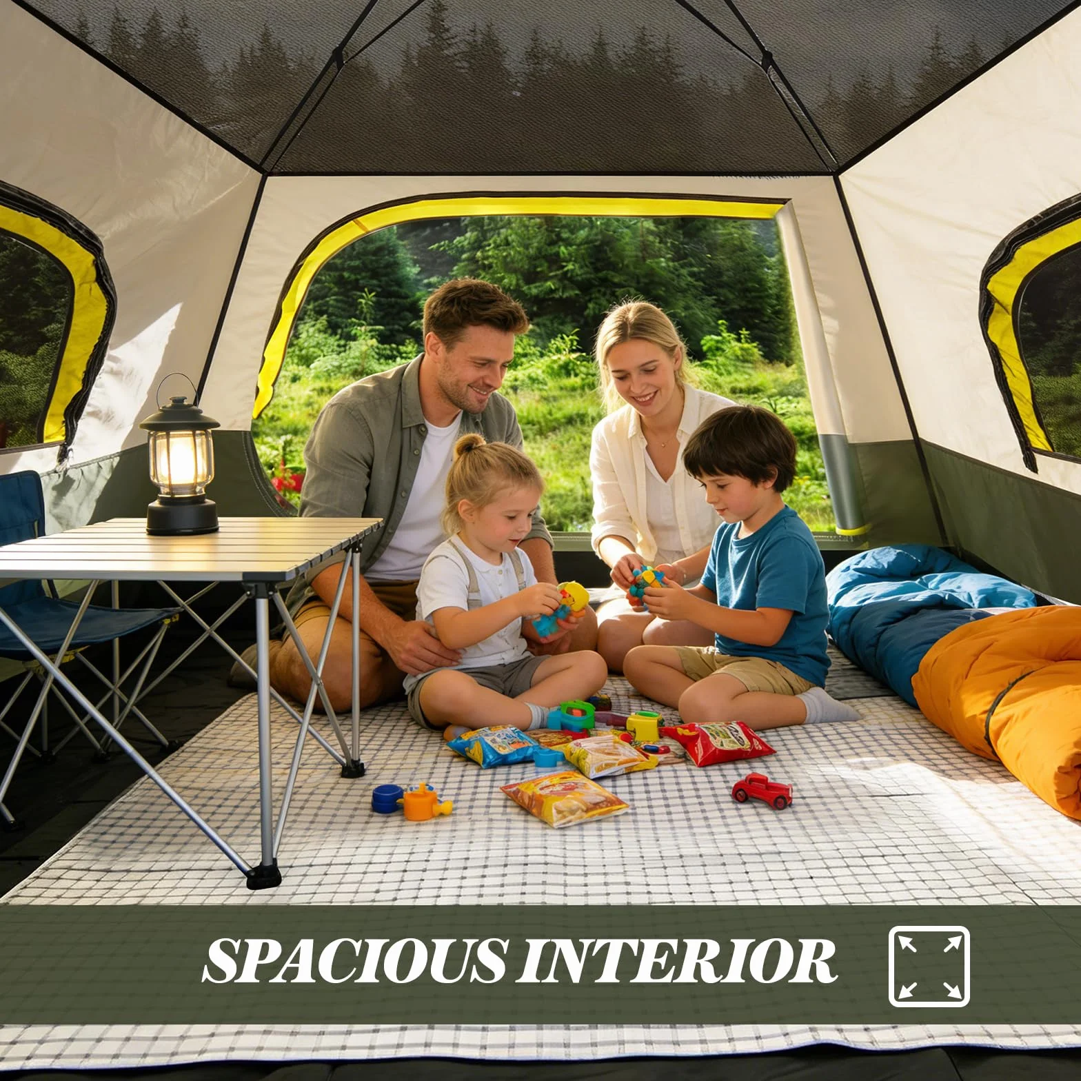 Camping Tent 2/3/4 Person Instant Pop Up Tents for Camping | 40s Easy Setup Tent with Rainfly, Double-Layer Waterproof & Windproof Instant Tents with Welcome Mat for Camping & Hiking