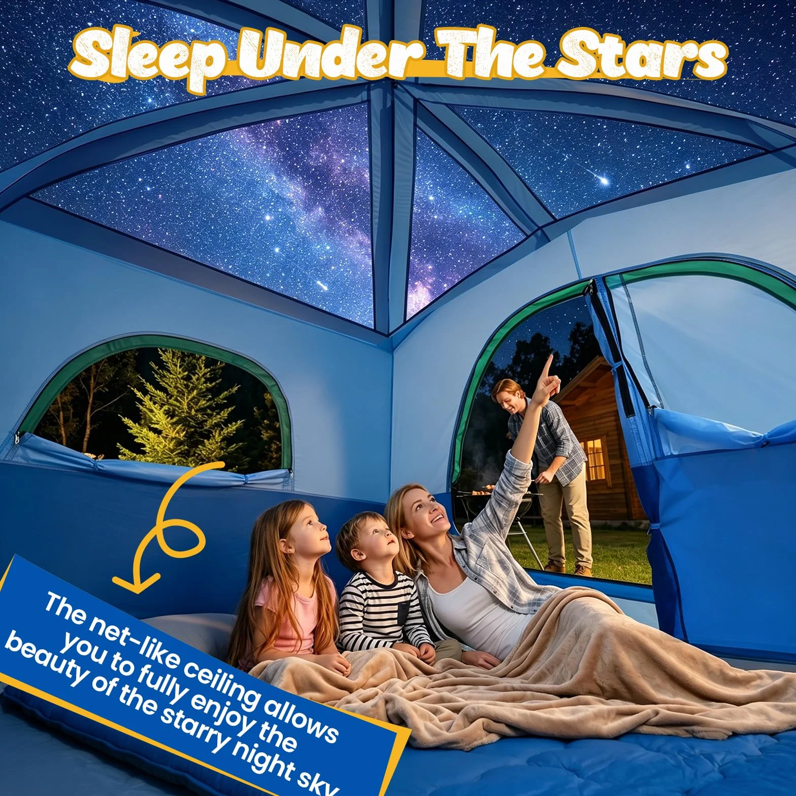 Camping Tent 6 Person, Family Tent with Rainfly | Double Layer,Waterproof & Windproof, Portable Easy Setup Tents for Camping, Suitable for Camping & Hiking