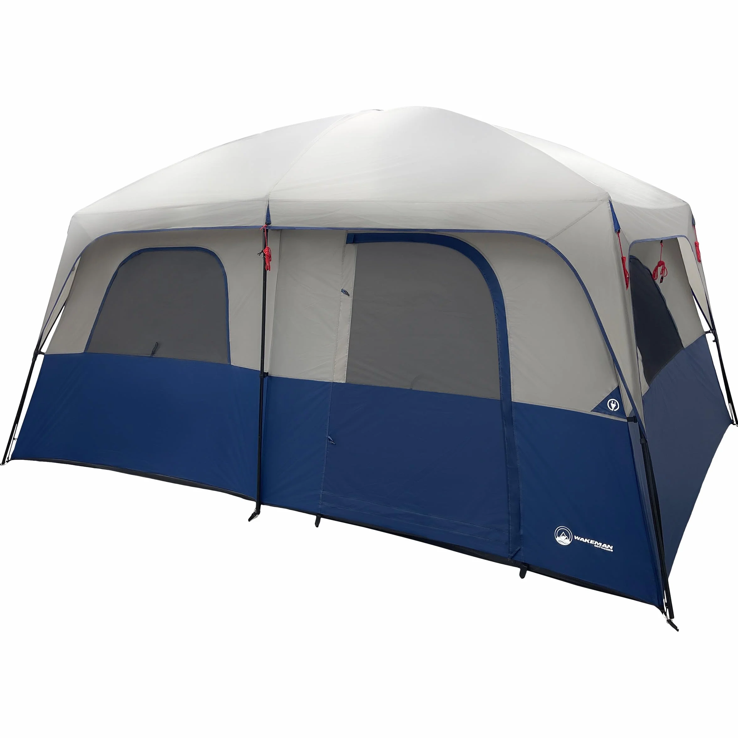 10 Person Camping Tent with Rainfly, Navy | Large Outdoor Tent with Room Divider - Fits 4 Queen Size Mattresses - Family Camping House with 2 Doors and 4 Screen Windows