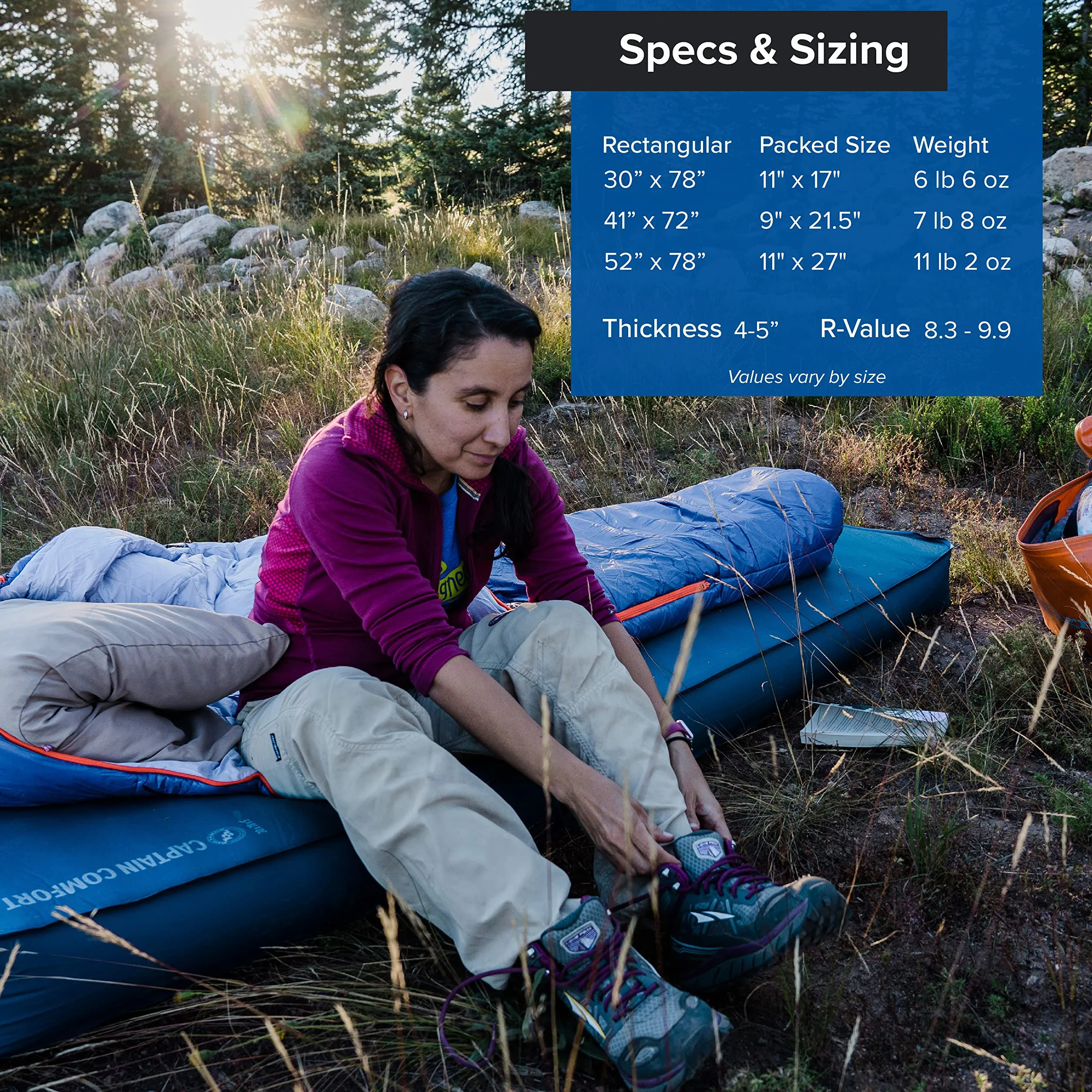 Captain Comfort Deluxe Camp - Sleeping Pad | Built for all-weather comfort with high-density foam, a stretch top, and dual valves for easy firmness adjustment
