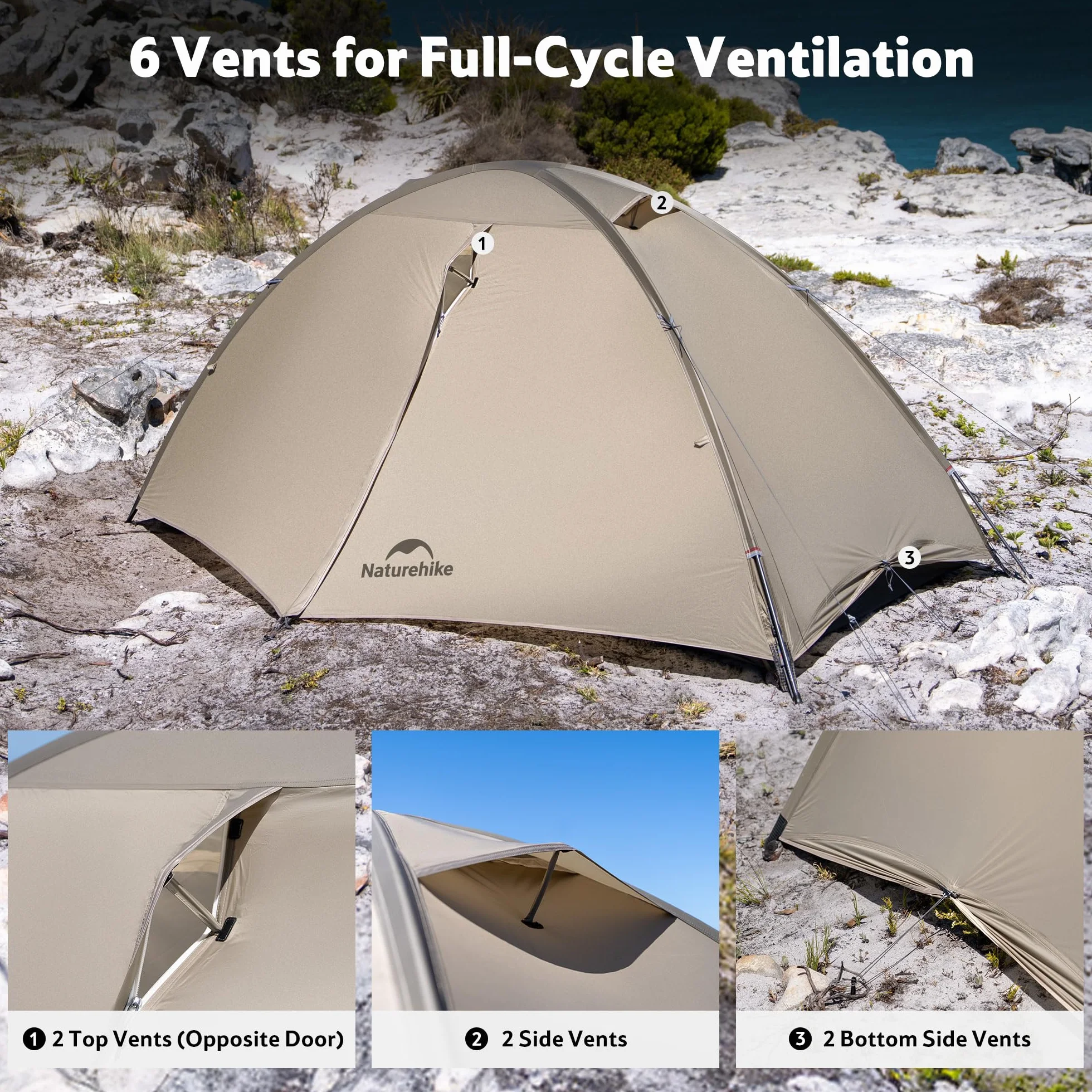 Giling 1/2 Person Backpacking Tent 4 Season Lightweight Tent for Hiking & Bikepacking Easy Setup 3000mm Waterproof Ultralight CampingTents for Outdoor Cycling