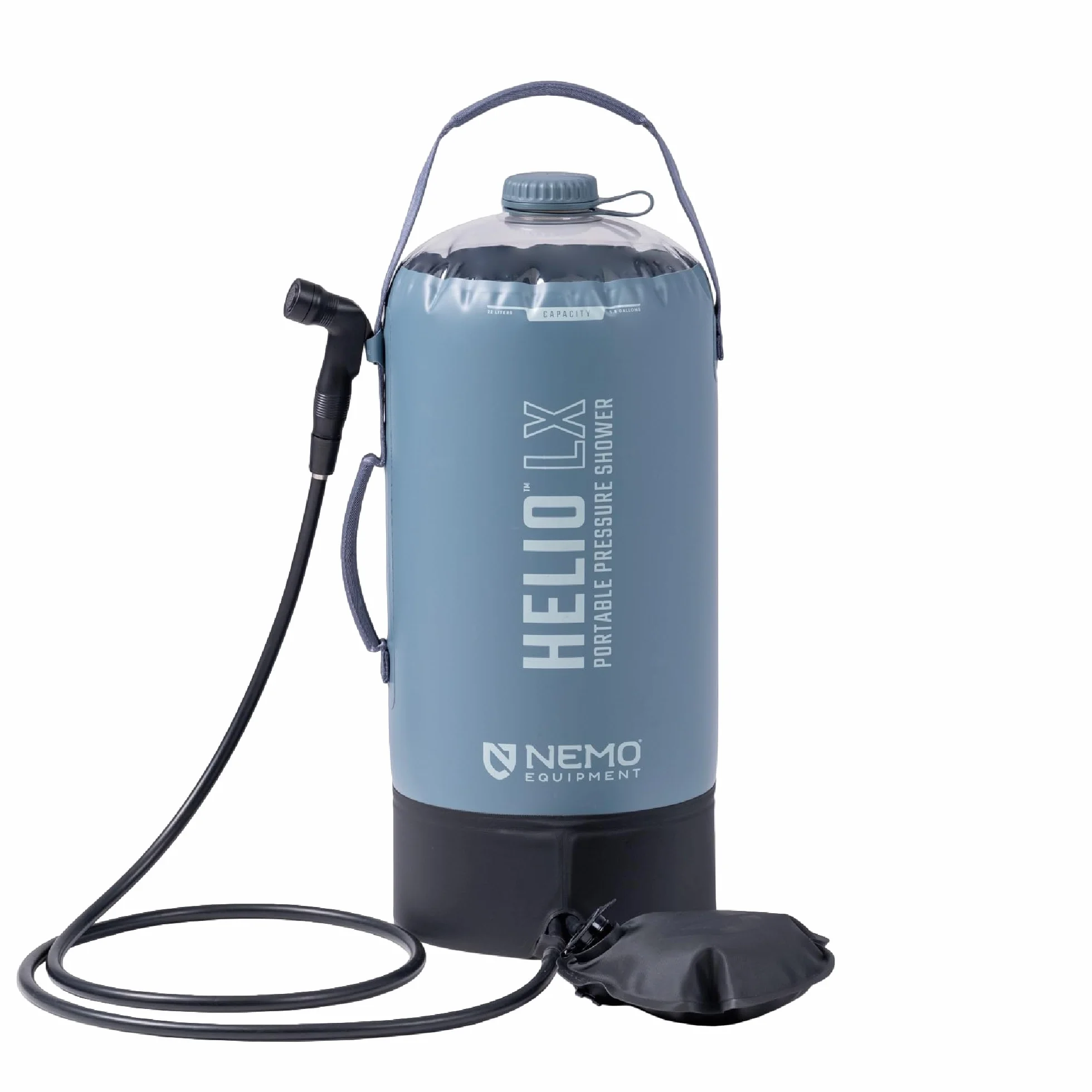 Portable Camp Shower | Pressurized, Built-in Foot Pump, Large Capacity, Packable, Beach, Pet