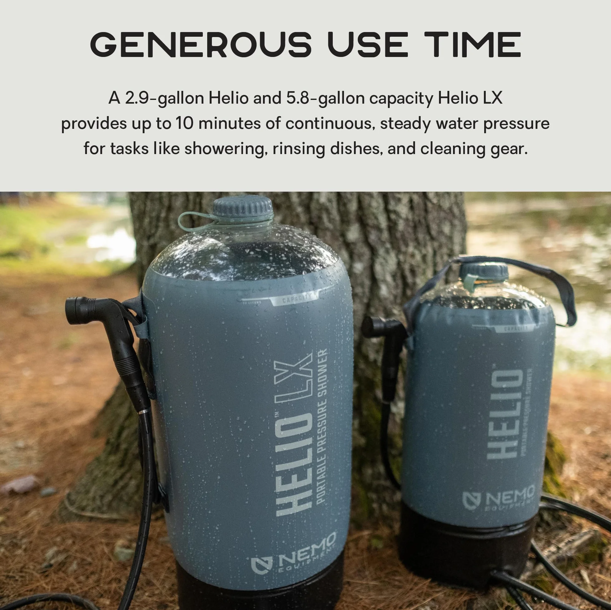 Portable Camp Shower | Pressurized, Built-in Foot Pump, Large Capacity, Packable, Beach, Pet