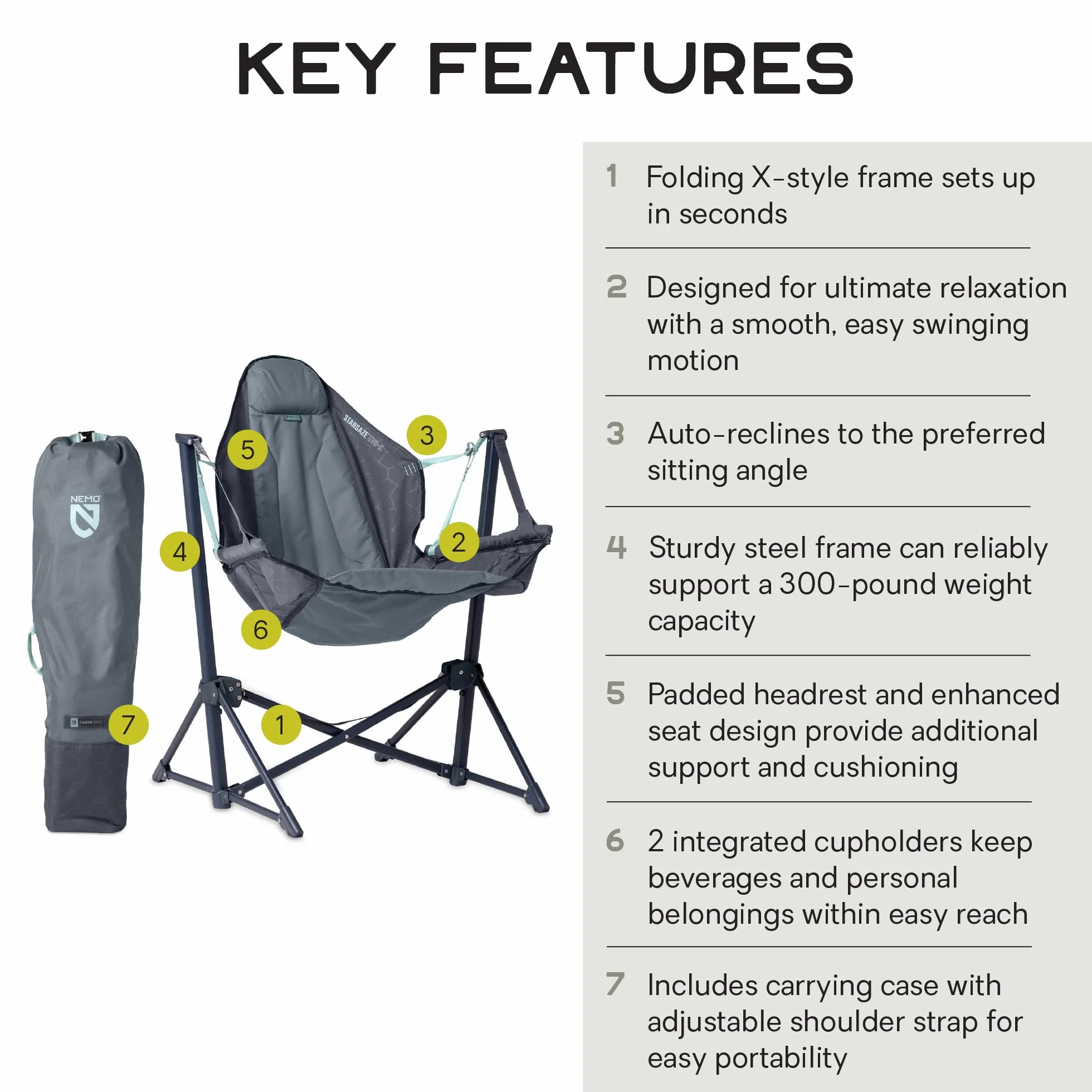 Stargaze EVO-X Reclining Camp Chair - Ombre Blue | Folding, Packable, Swinging, Luxury Comfort, Camping, Sports, Backyard, RV