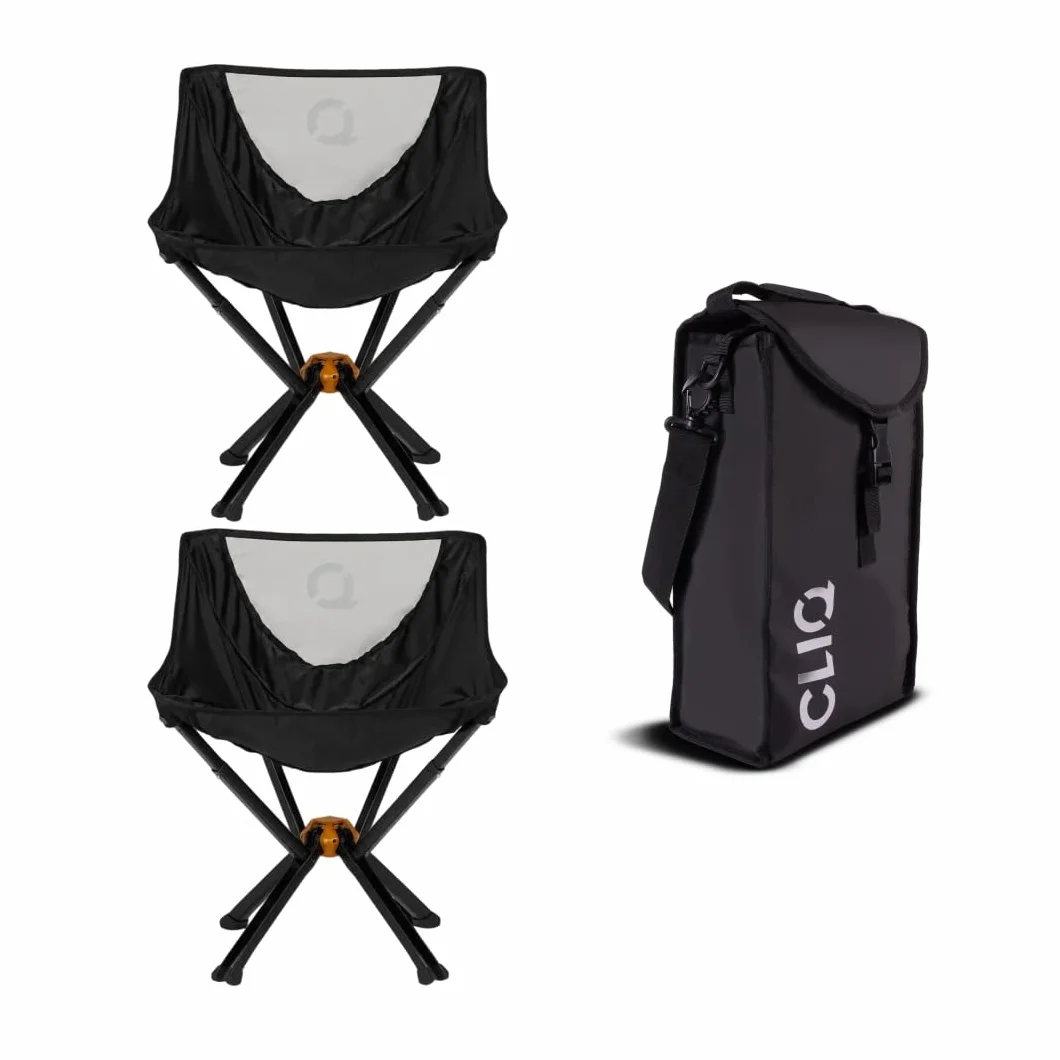 ClassiQ 2-Pack Camping Chairs with Free Carry Bag, Portable, Black | Quick-Setup Portable Camping Chair, Lightweight Compact Folding Chair for Beach, Hiking & Outdoors, 400 lb Capacity