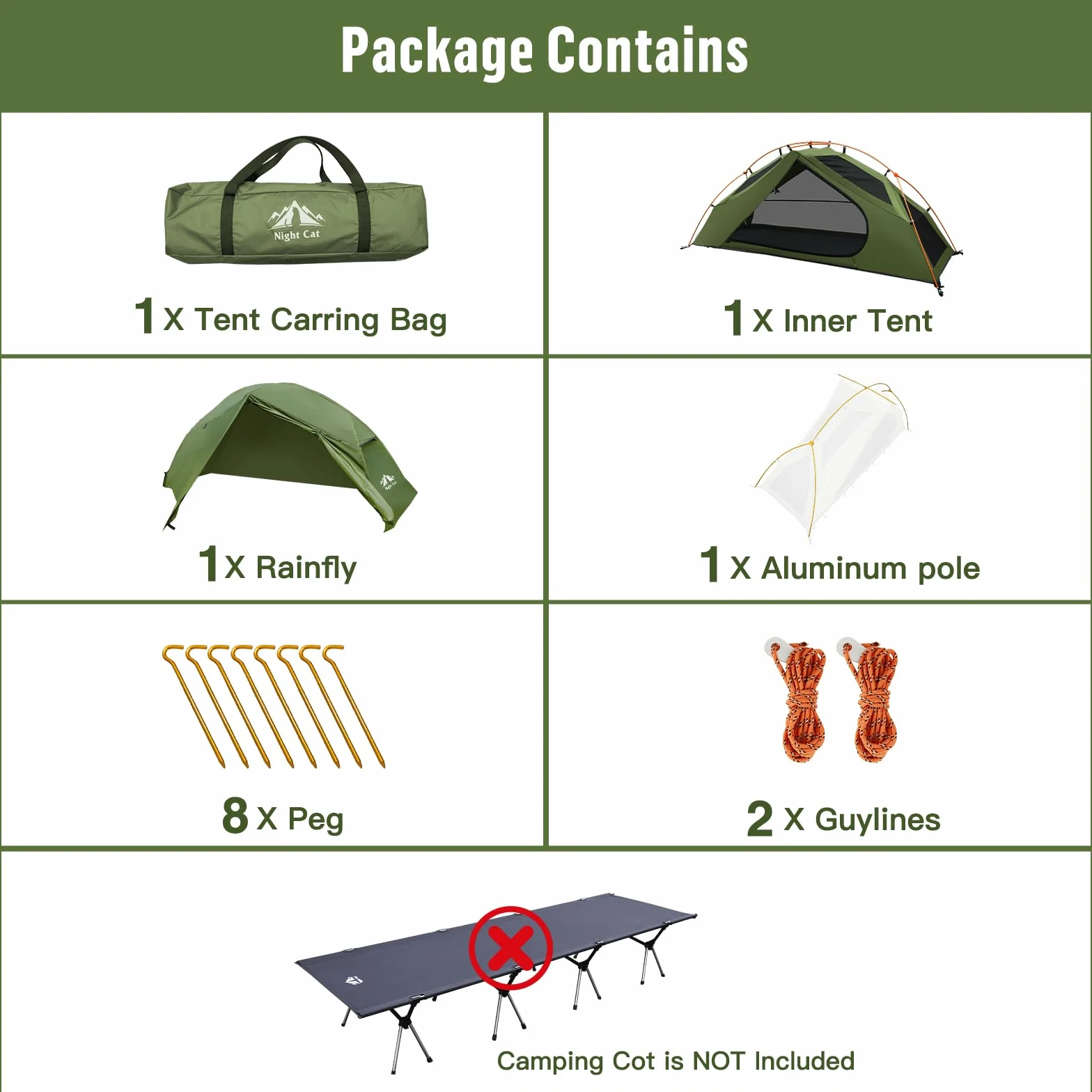 1-Person Camping Tent: Lightweight Waterproof Hiking Tent for Adult Cot Not Included