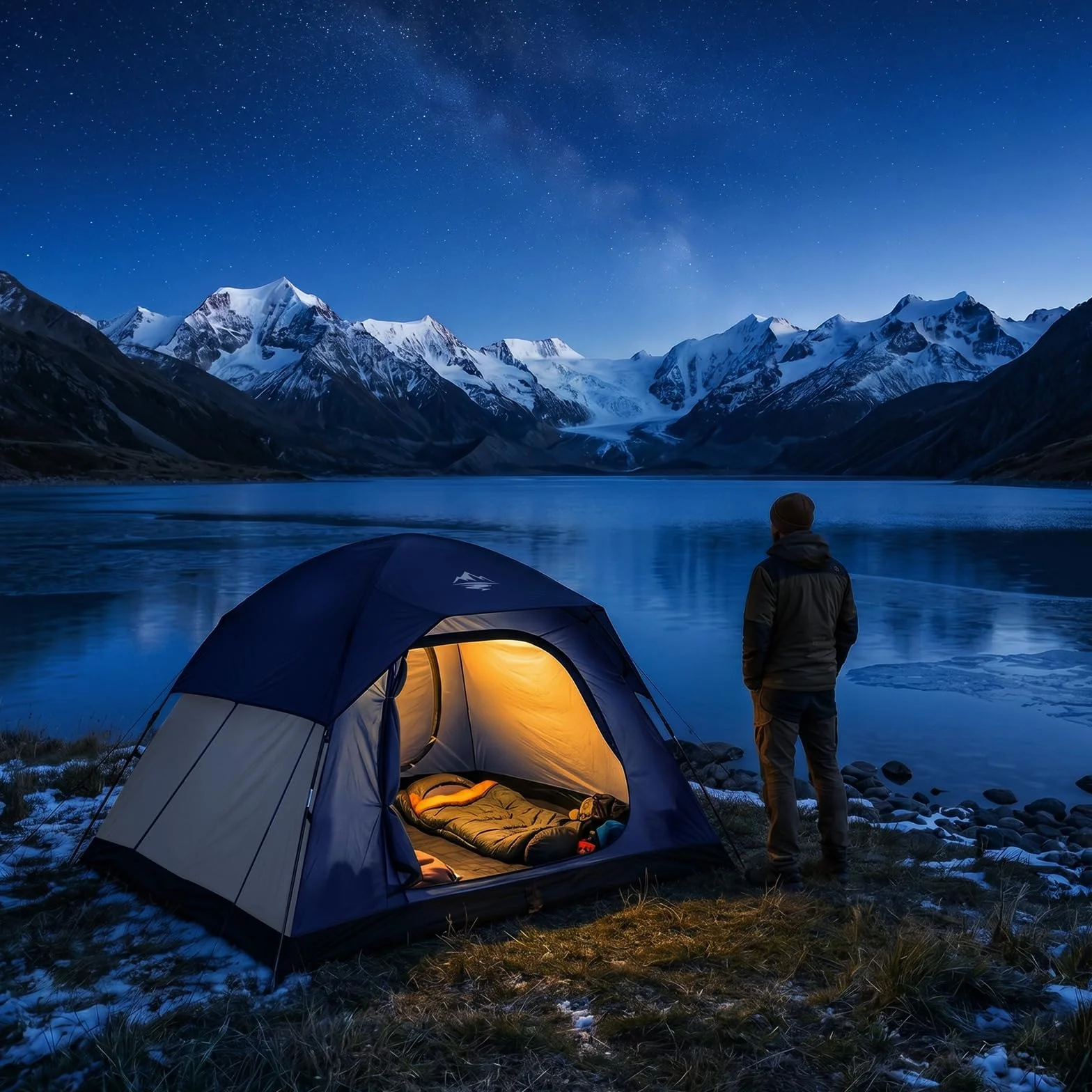 4 Person Tents for Camping Waterproof, Windproof Dome Tent with Rainfly, Easy Setup Portable Tent for Outdoor Camping