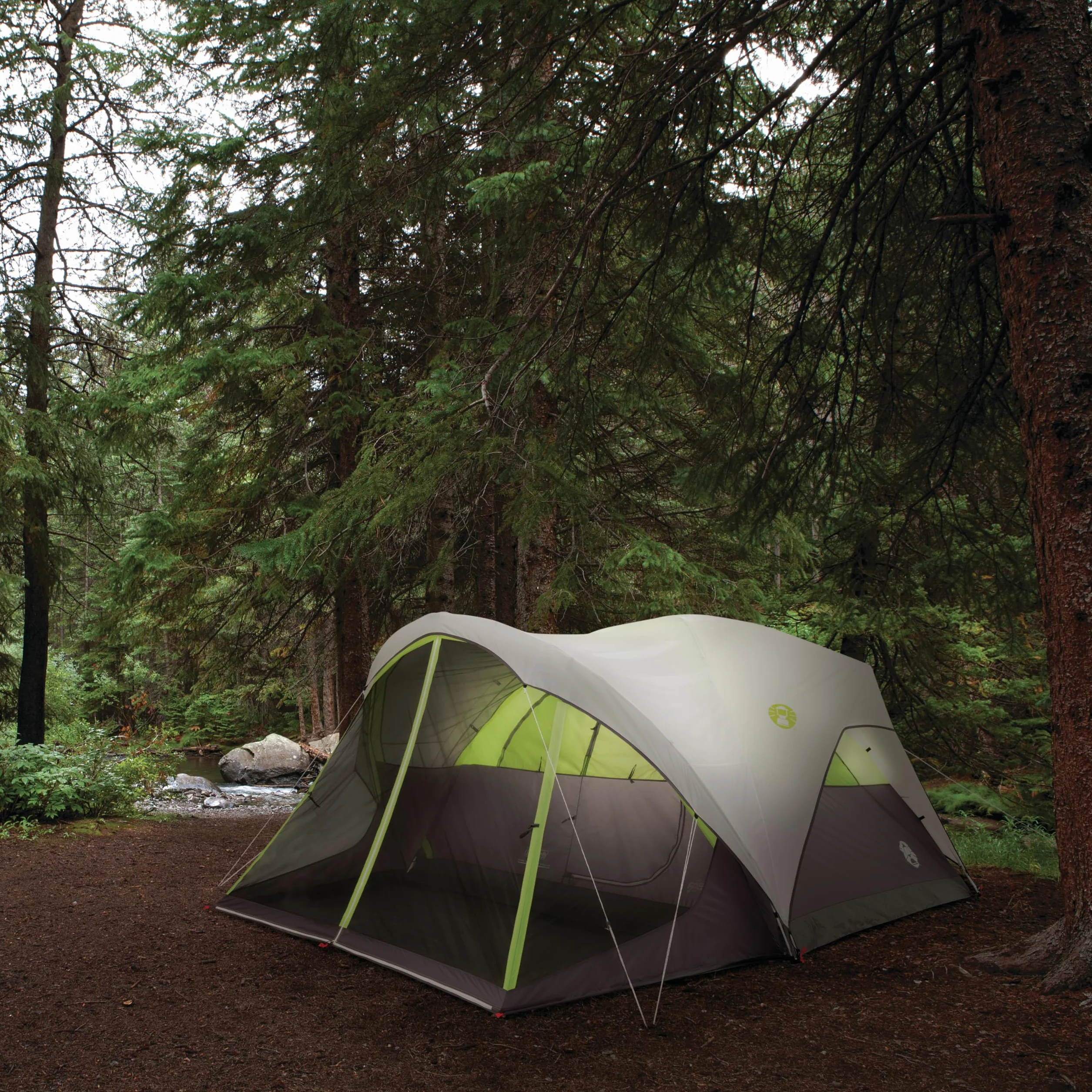 Steel Creek 6-Person Tent with Screened Porch & Integrated Rainfly, Weatherproof Tent with Screen Room Sets Up in Minutes, Fits Queen-Size Airbed