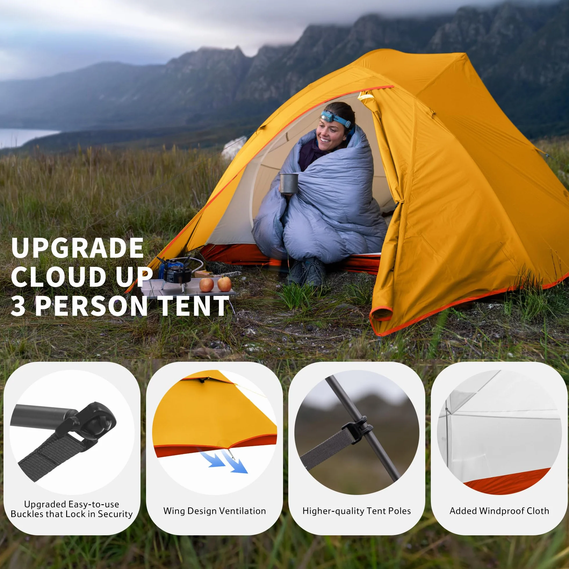 Ultralight 3-Person Backpacking Tent