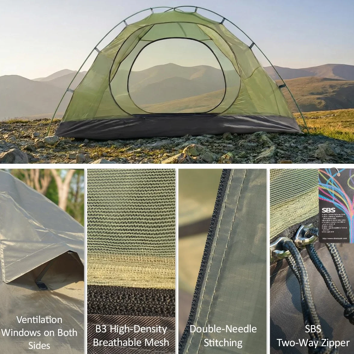Backpacking Tent 2/3/4 Person - Ultralight Dome Portable Tents for Camping Easy Set Up, Outdoor Hiking Waterproof Camp Instant Tent Two Doors Double Layer