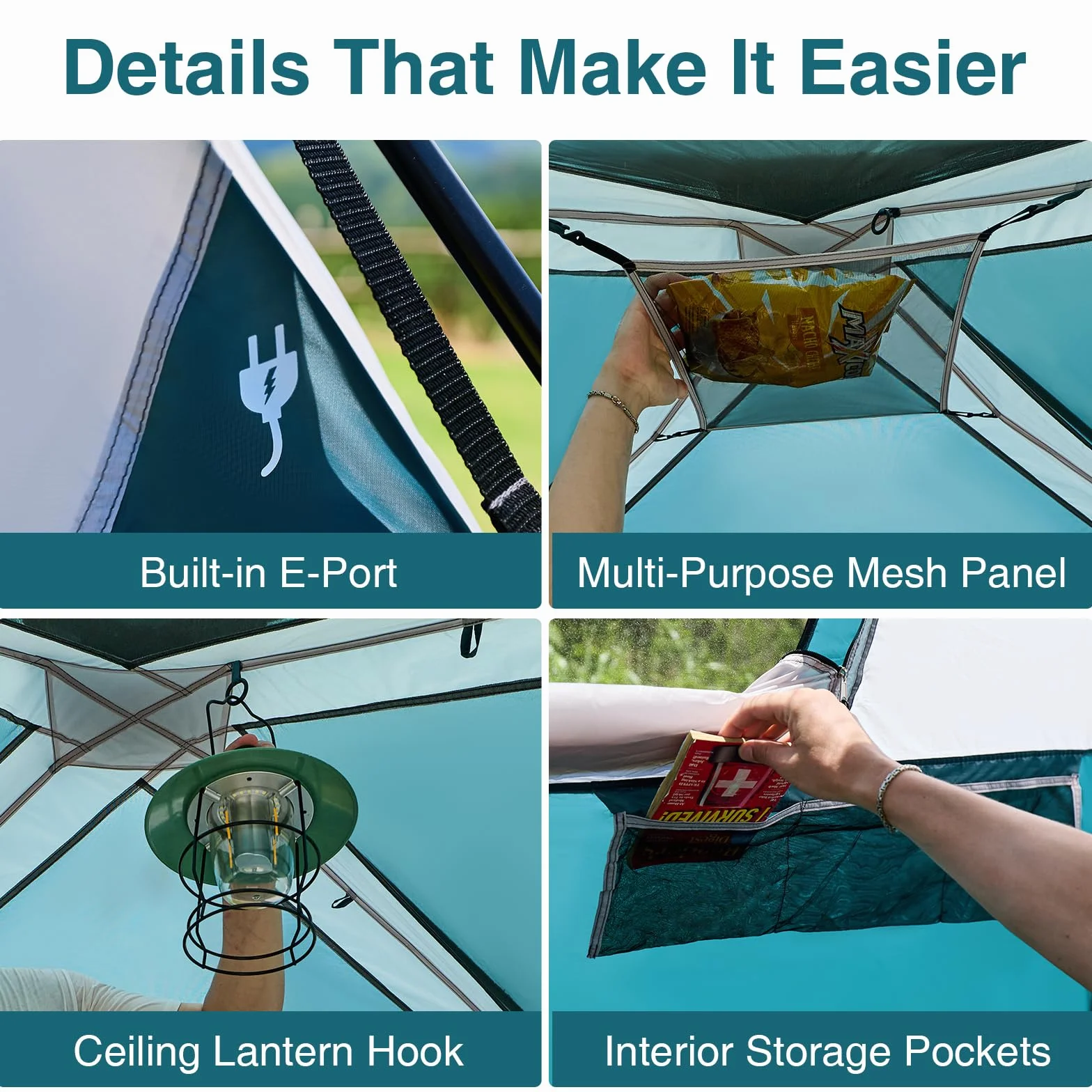 Instant 6 Person Tent for Camping with Rainfly, Under 60s Setup, 10 x 9ft | Fits 2 Queen Air Mattresses, 1200mm Waterproof, 360° Ventilation, PFAS-Free Fabric and Carry Bag for Family, Camping, Hiking