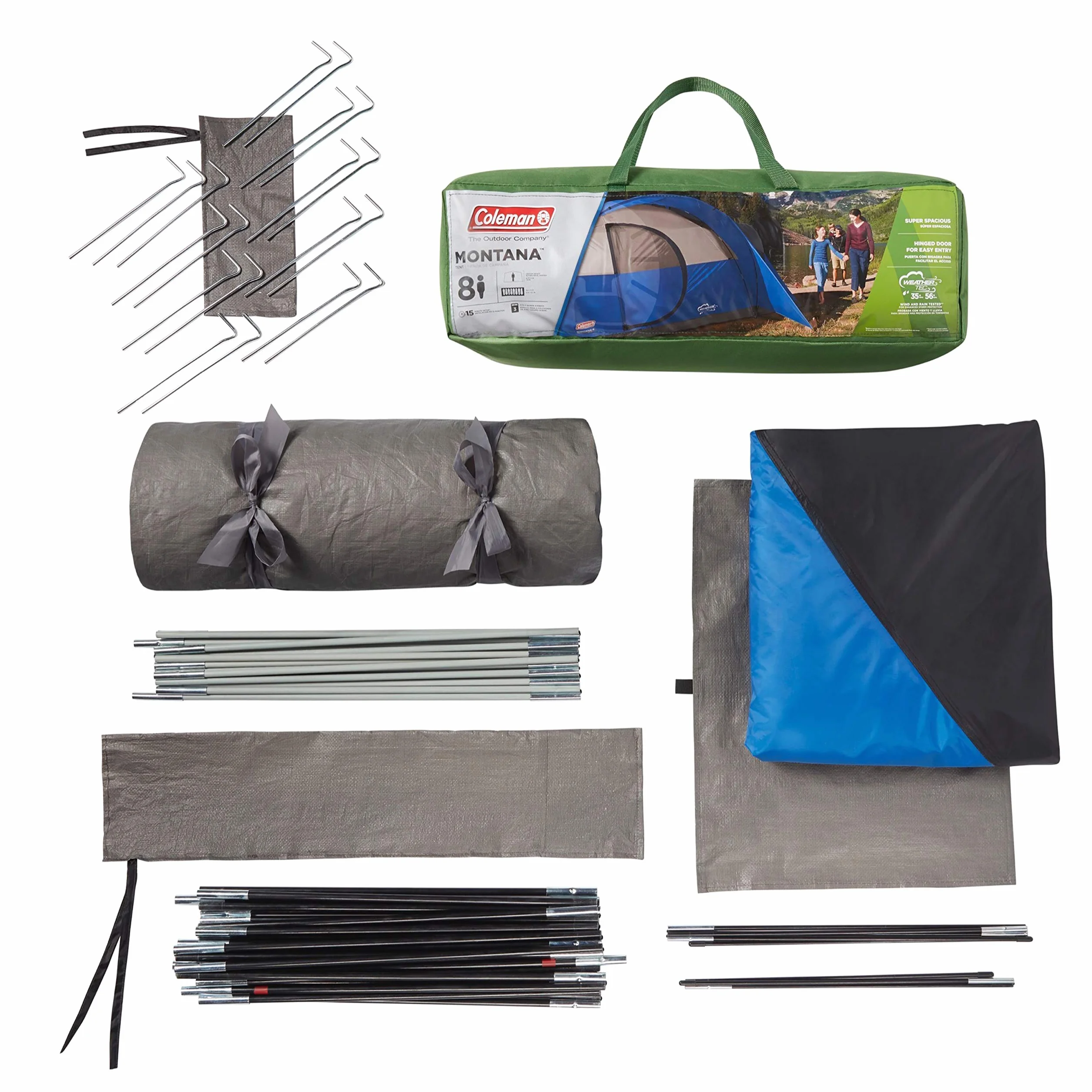 Montana Camping Tent, 6/8 Person Family Tent with Included Rainfly, Carry Bag, and Spacious Interior, Fits Multiple Queen Airbeds and Sets Up in 15 Minutes