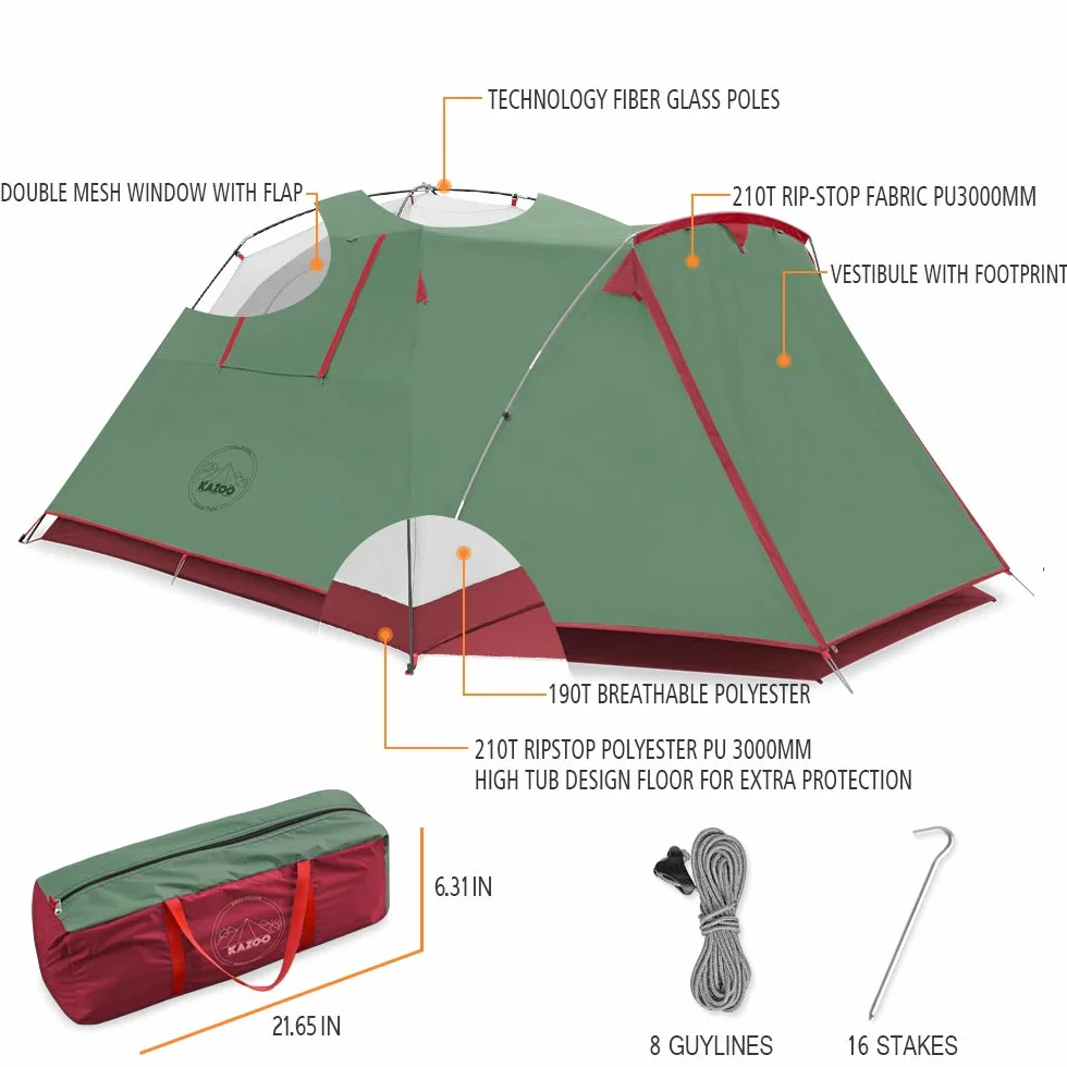 2／4 Person Camping Tent Outdoor Waterproof Family Large Tents 2/4 People Easy Setup Tent with Porch Double Layer | Outdoor