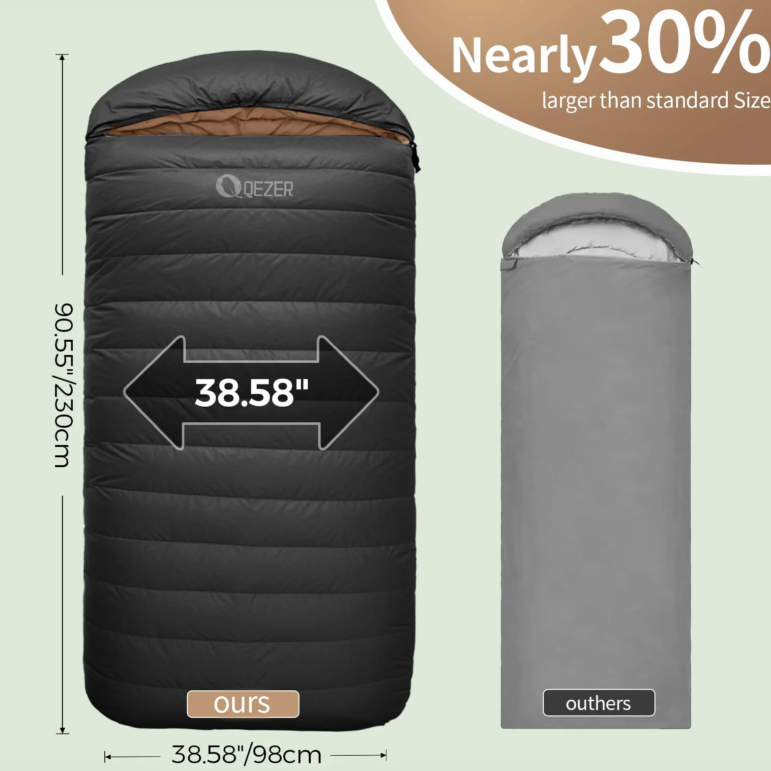 XL Down Sleeping Bag for Adults, 600 Fill Power Backpacking | XL Size, 600 Fill Power Down, Roomier Adult Fit, Ultralight Carry, Backpacking Camping Hiking, All Seasons Use