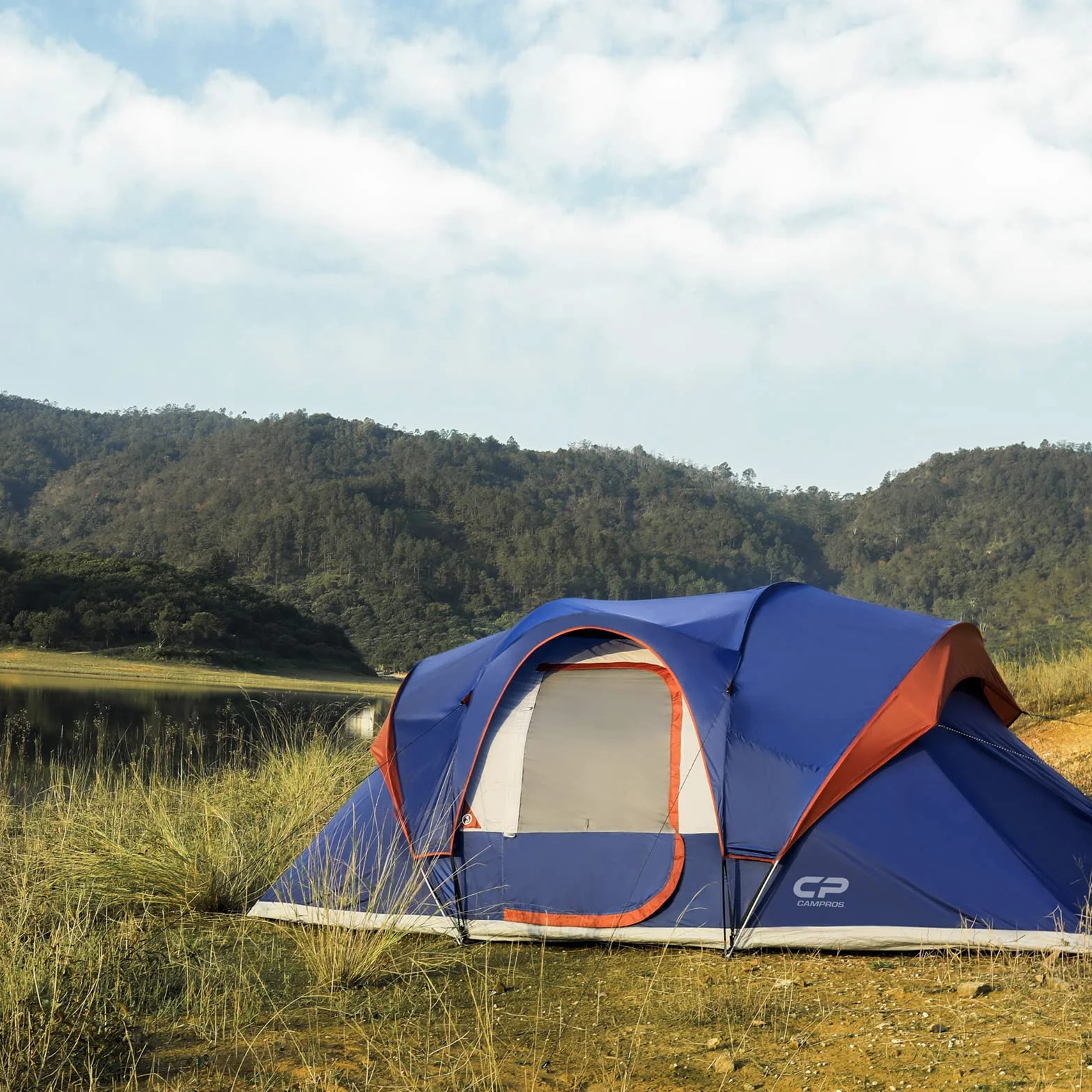 Camping Tent 10/12 Person Cabin Tent, 2 Room Water Resistant | Waterproof Tent with Top Rainfly, 3 Large Mesh Windows, Double Layer, Easy Set Up, Portable with Carry Bag