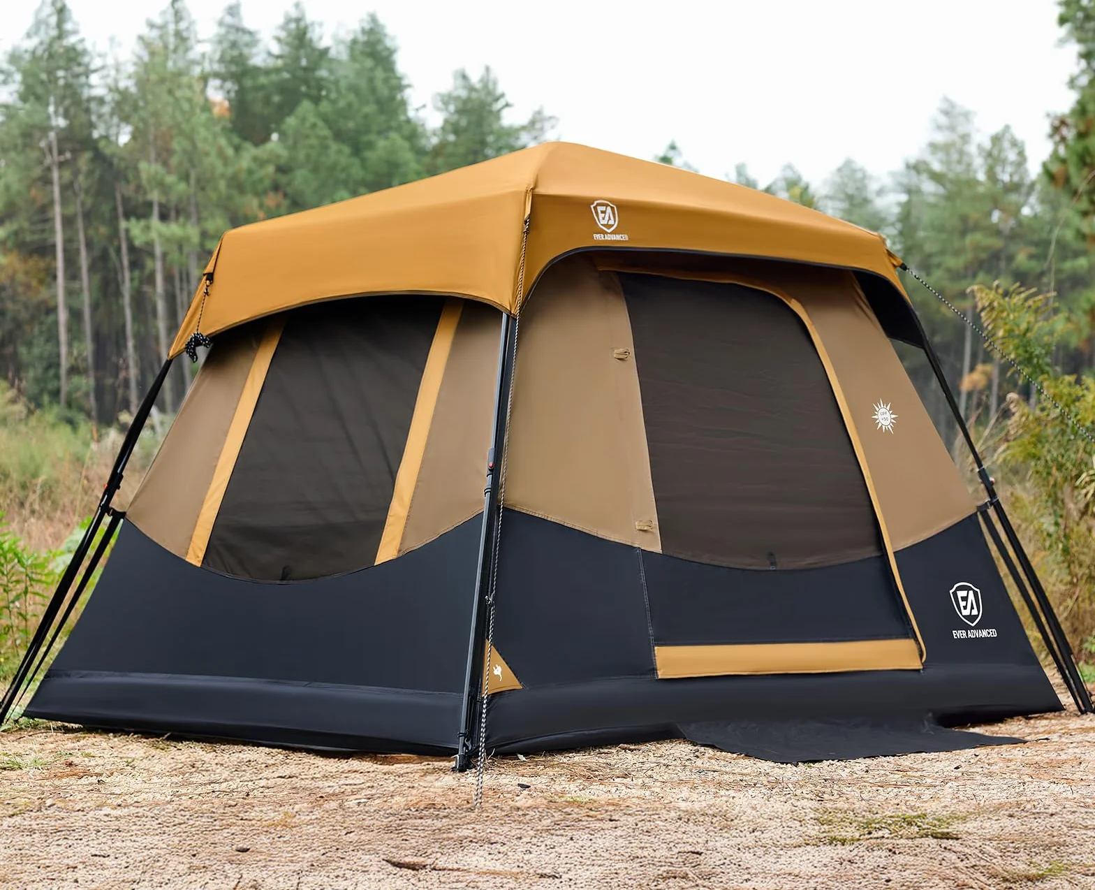 4 Person Blackout Camping Tent, 60s Easy Setup Instant Cabin Tent for Family, 4000mm Water-Resistant & UV Protection Light-Blocking Tent with Rainfly for Outdoor Travel, 8' x 7' x 59"