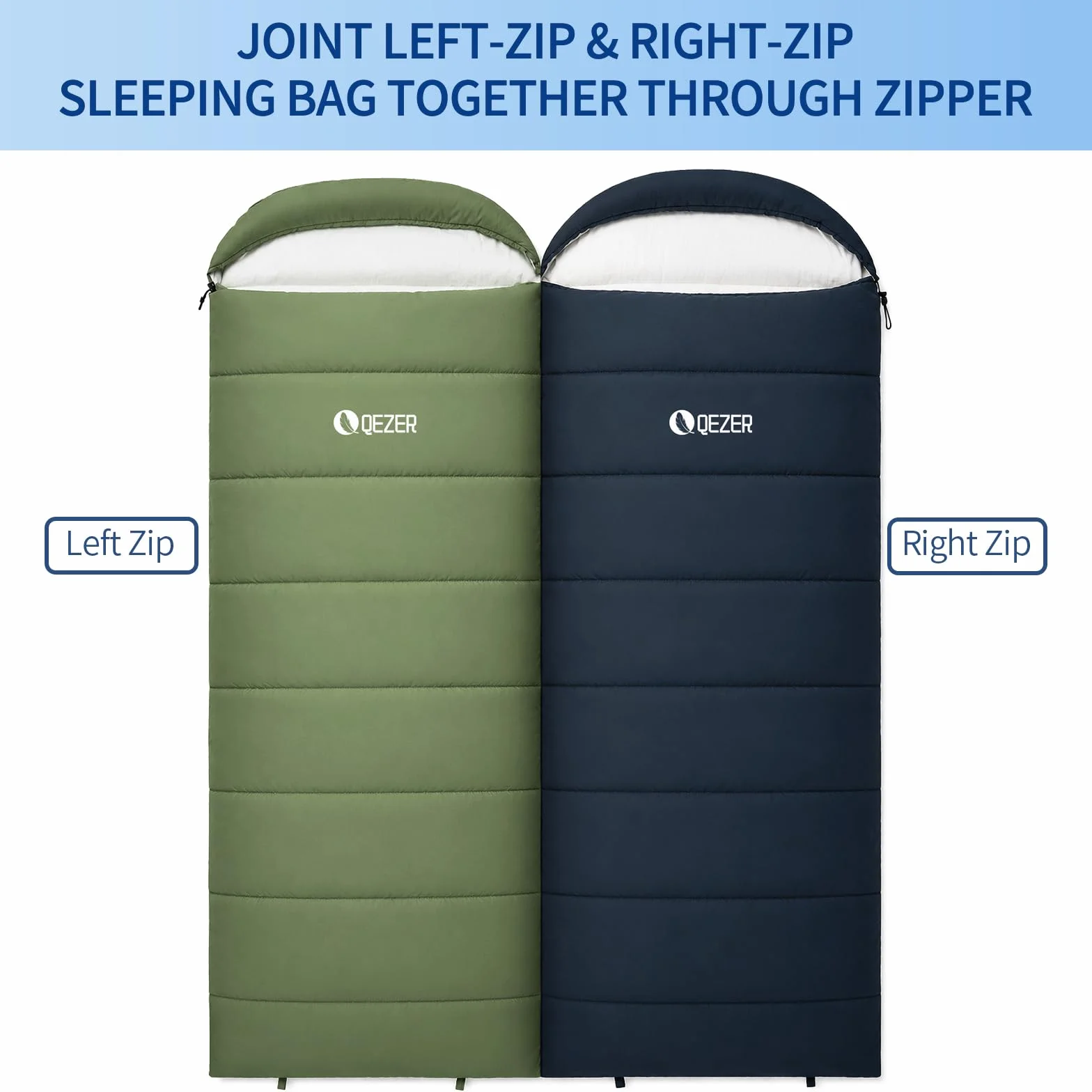 Sleeping Bag for Adults, Lightweight Sleeping Bag for Camping | 41°F-70°F, Hollow Fiber Fill, Full-Length Zipper, Compression Sack, Camping Travel Backpacking, Machine Washable