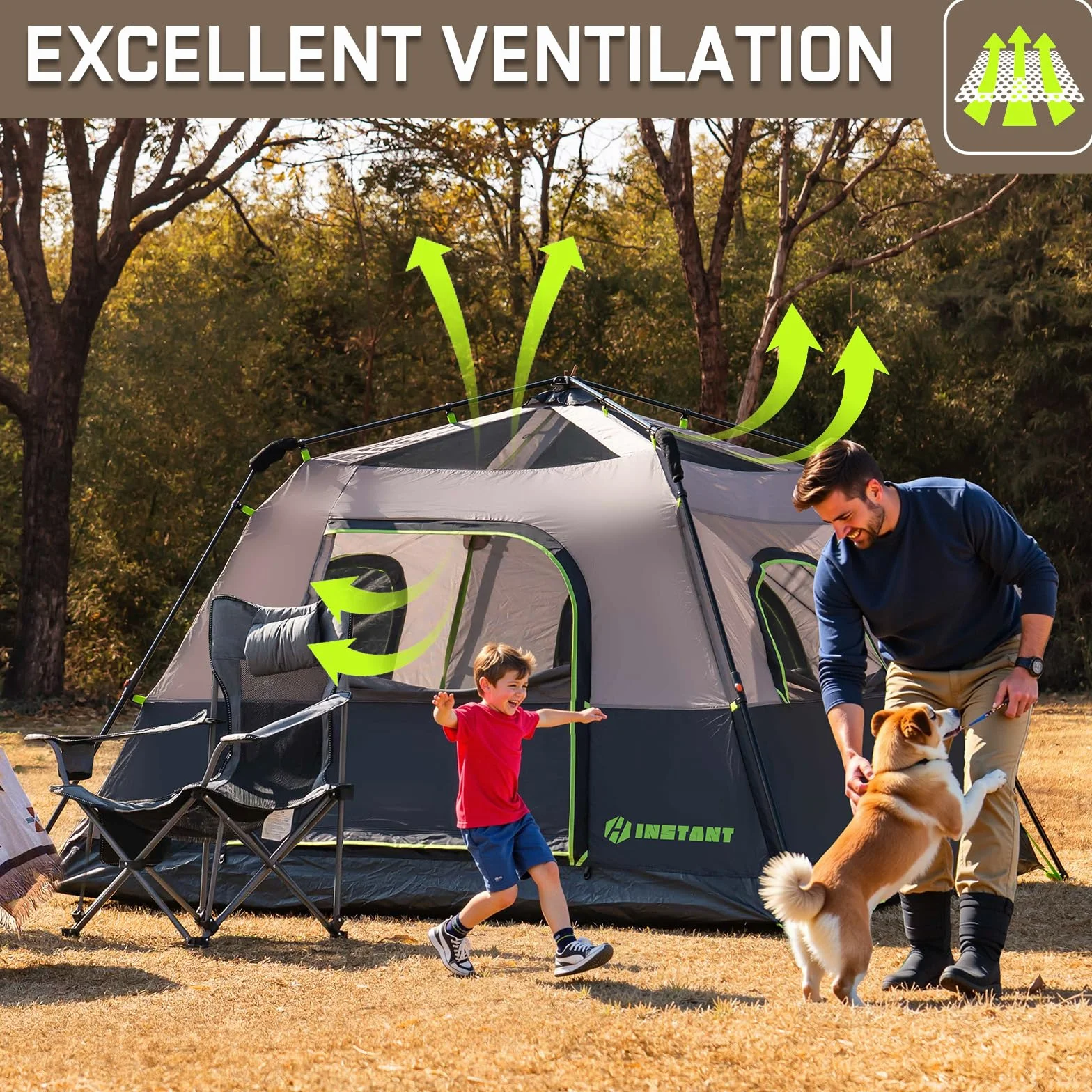 4/6/8/10 Person Instant Tent,Pop Up Tents for Camping with Rainfly | 60 Seconds Easy Setup,Cabin Tent for Family Camping with Expandable Carry Bag & Upgraded Ventilation