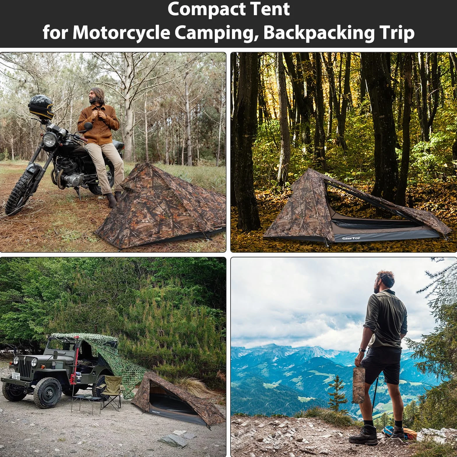 Ultralight Solo Bivy Tent, 1 Person Backpacking Tent for Camping | Lightweight & Waterproof Solo Tent, Aluminum Poles, Double-Wall, for Camping, Hiking, Hunting, Motorcycle Adventures