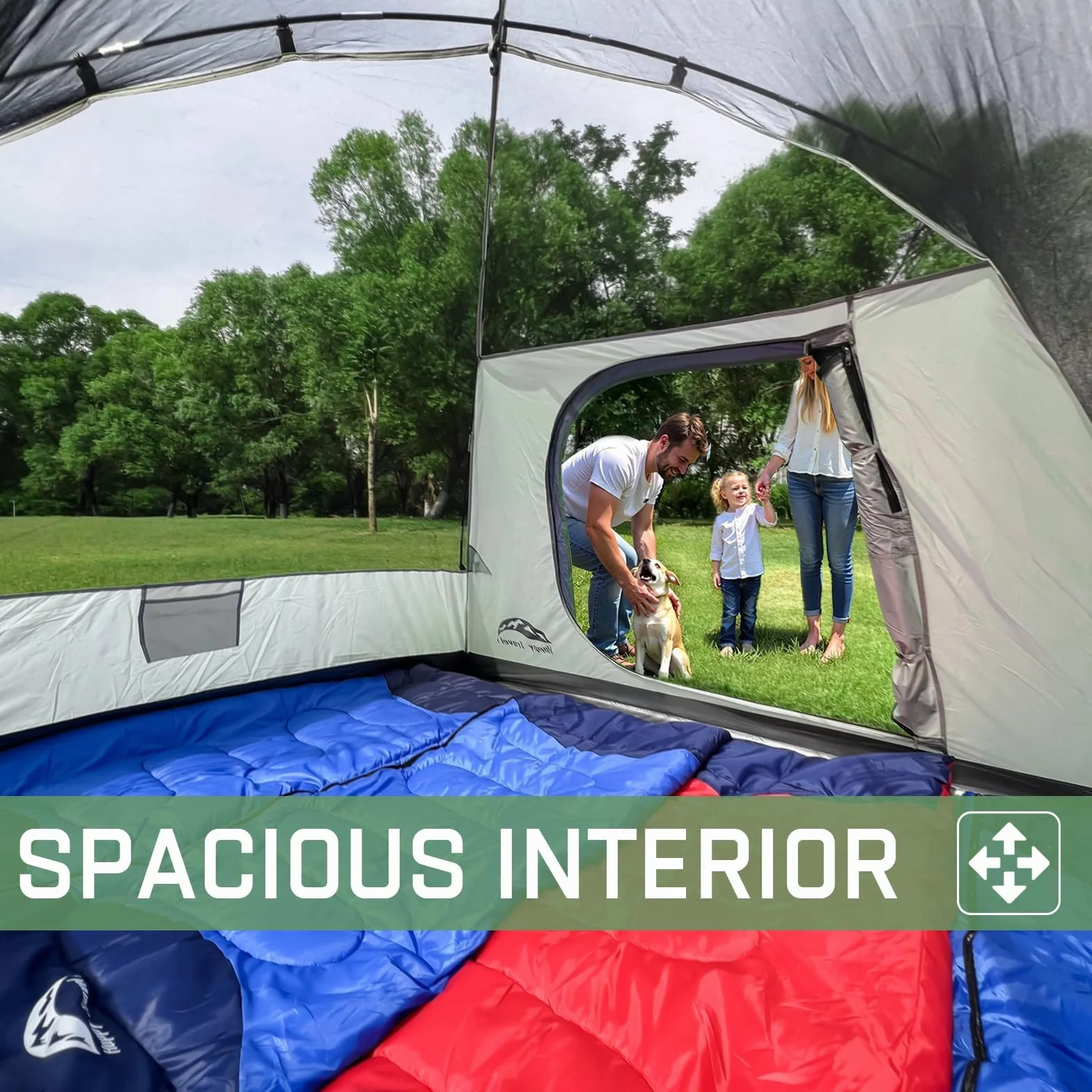 Camping Tent, 4/6 Person Dome Tents for Camping with Rainfly | Waterproof Clip Easy Setup Portable Family Tent with Mesh Windows, 20% More Headroom Backpacking Tents for Camping & Hiking