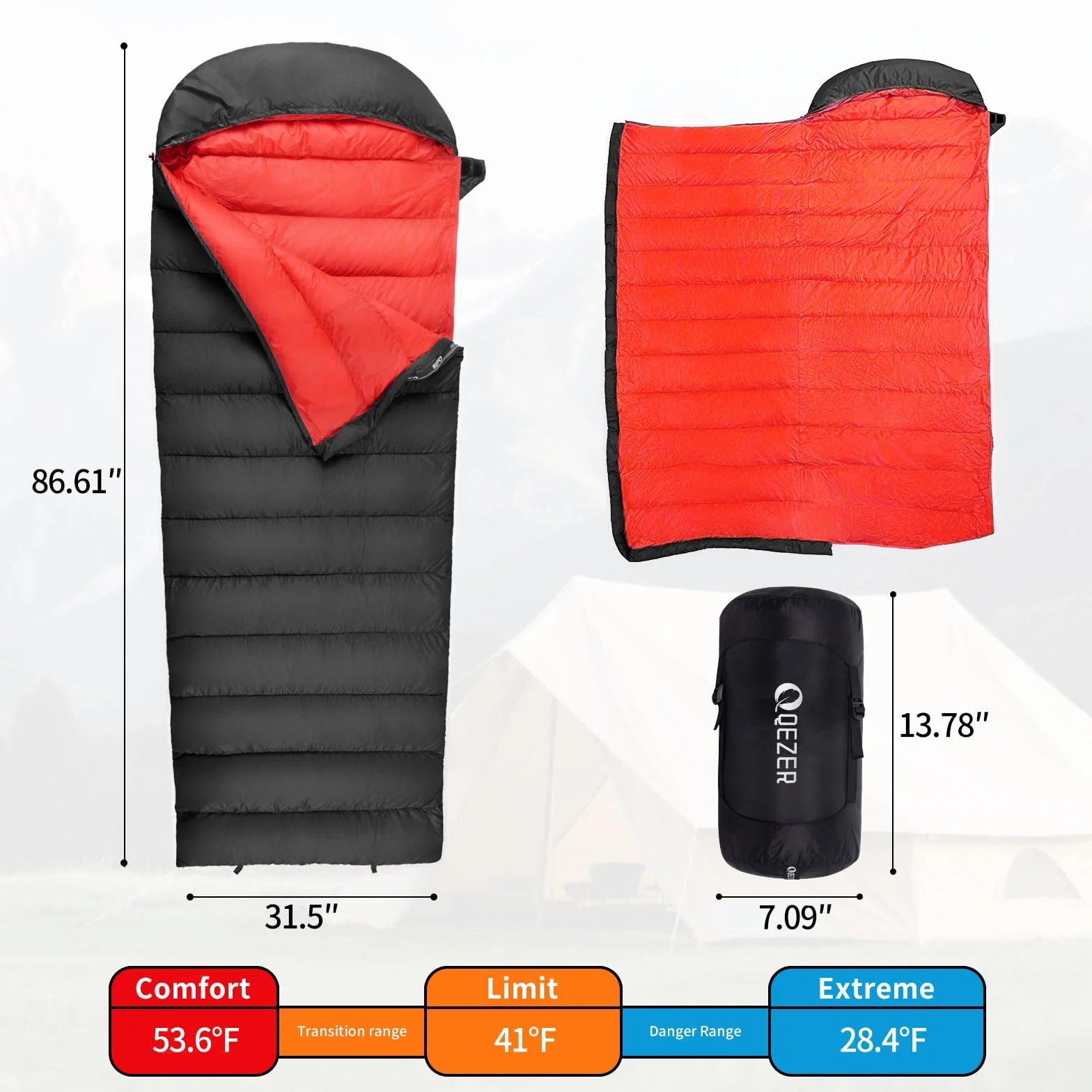 Down Sleeping Bag for Adults, 620 Fill Power Backpacking | 0 Degree Cold/Warm Weather, 620 Fill Power Down, Ultralight Carry, Pouch Included, Camping Hiking Backpacking