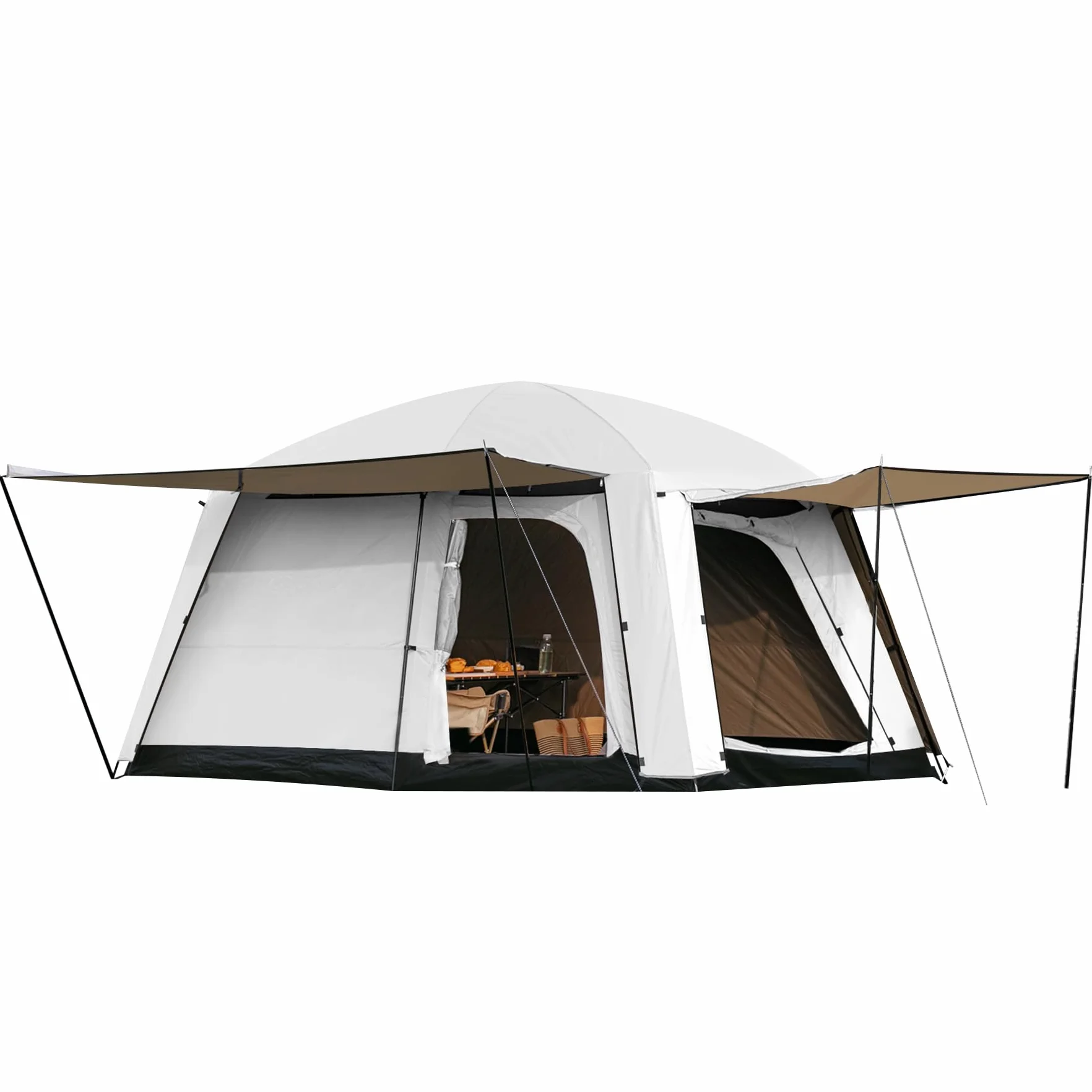 Unicorn 4-6 Person Camping Tent, Large Family Cabin Tents with Porch & Rainfly, Double Layer Waterproof Glamping Tent with 2 Rooms 2 Doors, Portable Big Tents for Outdoor Camping Hiking Party