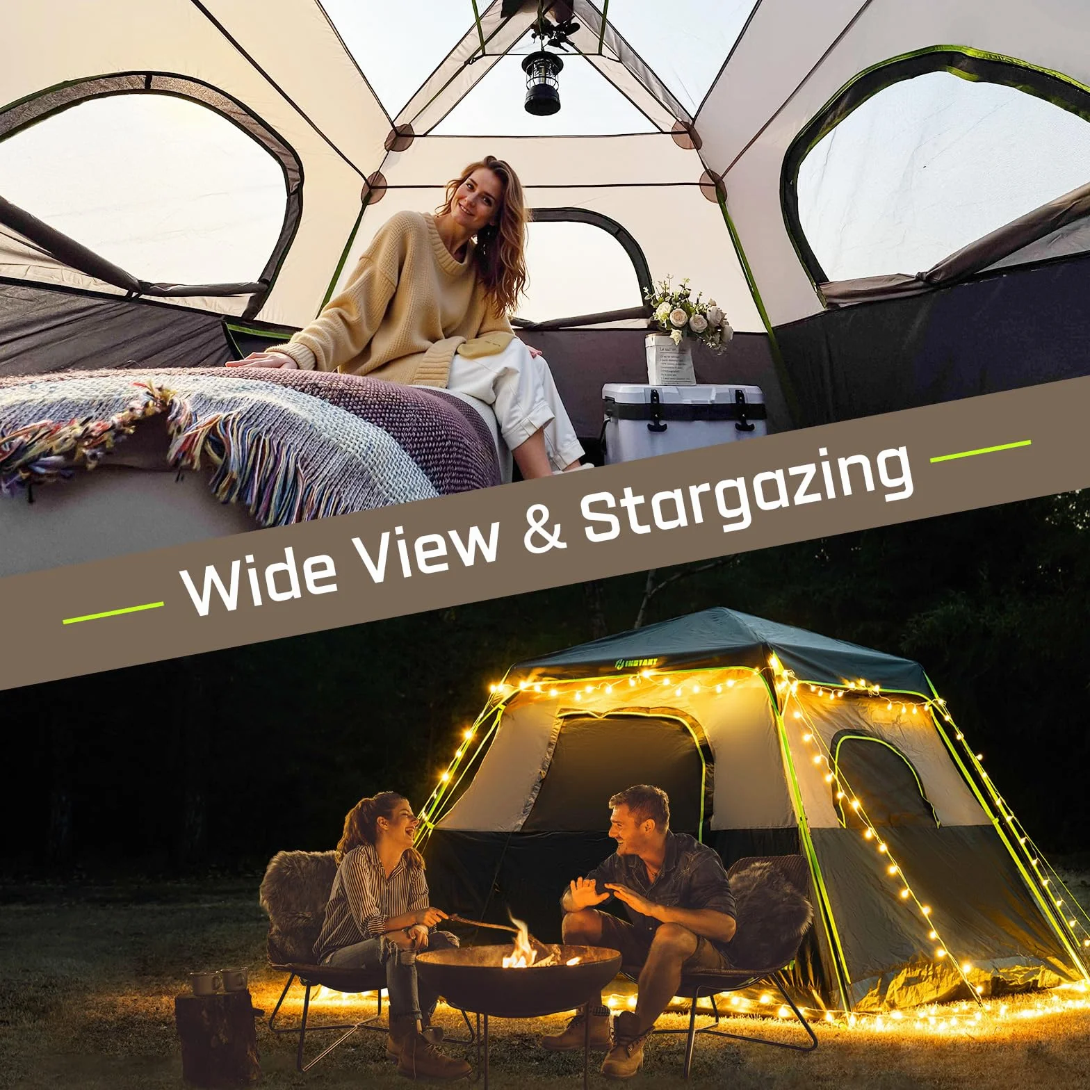 4/6/8/10 Person Instant Tent,Pop Up Tents for Camping with Rainfly | 60 Seconds Easy Setup,Cabin Tent for Family Camping with Expandable Carry Bag & Upgraded Ventilation