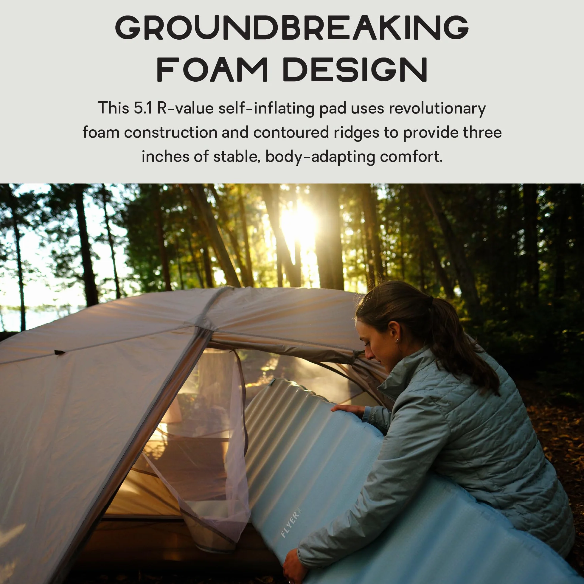 Flyer Cloud Sleeping Pad - Arctic/Ombre Blue - Reg Wide | Self-Inflating, Insulated, Bluesign, Air, Foam, Camping, Backpacking
