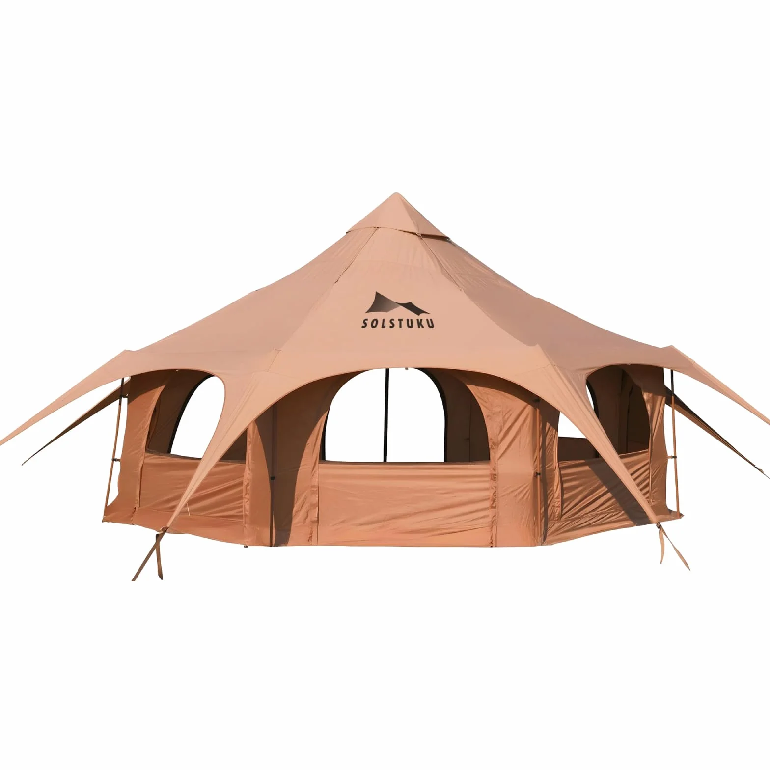 4 Season Canvas Bell Tent, 270 sq ft, 9.8 ft Peak Height, 10 Person, Free Standing, Zipper Closure, Compact Style, Camping & Hiking, Family Camping, Cold-Weather, Outdoor Activities