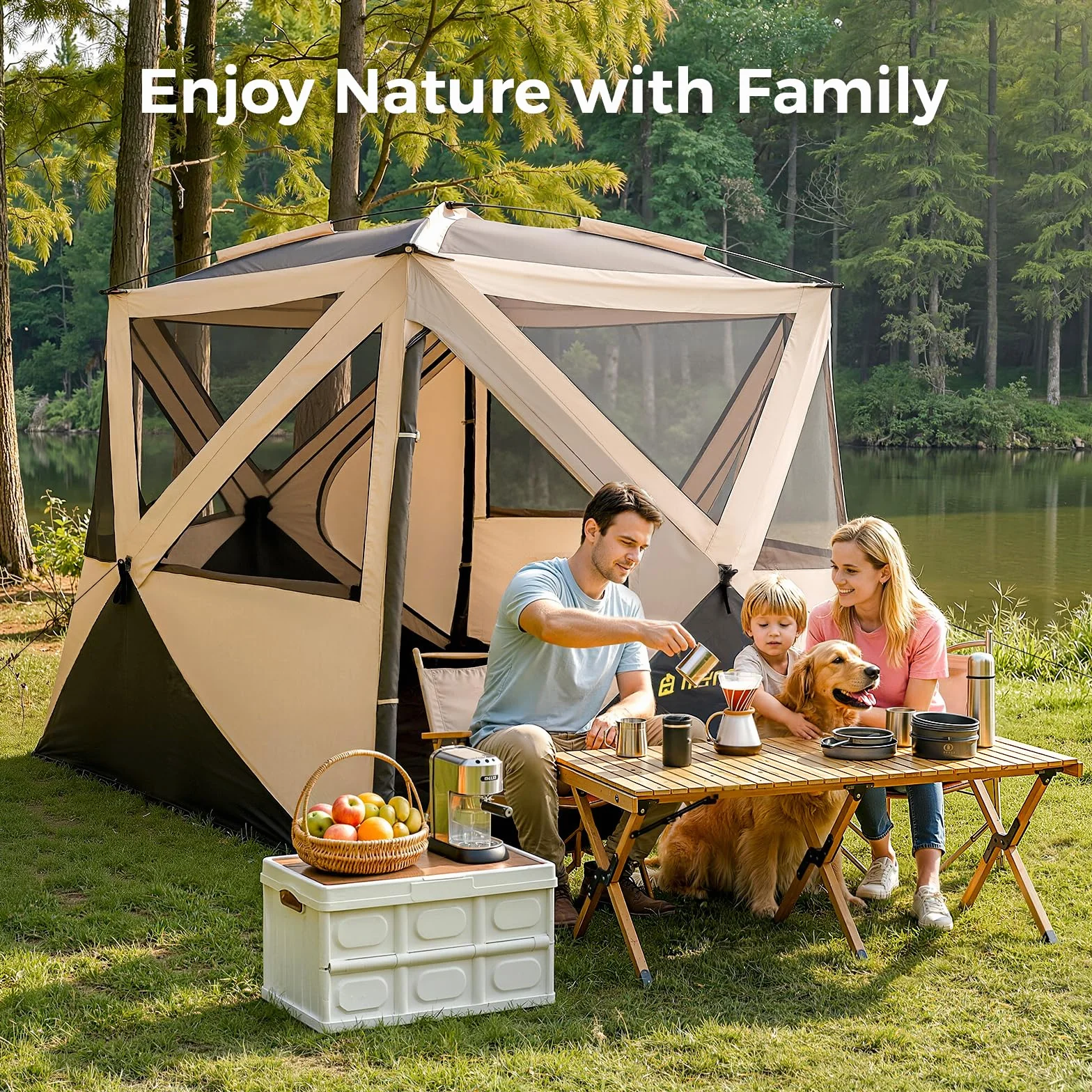 4 Person Camping Tent, Setup in 60 Seconds, Waterproof,Pop up Tents | Instant setup in 60 Seconds,Spacious Interior,3000mm waterproof Camping tent,Instant Cabin Tents with Carry Bag