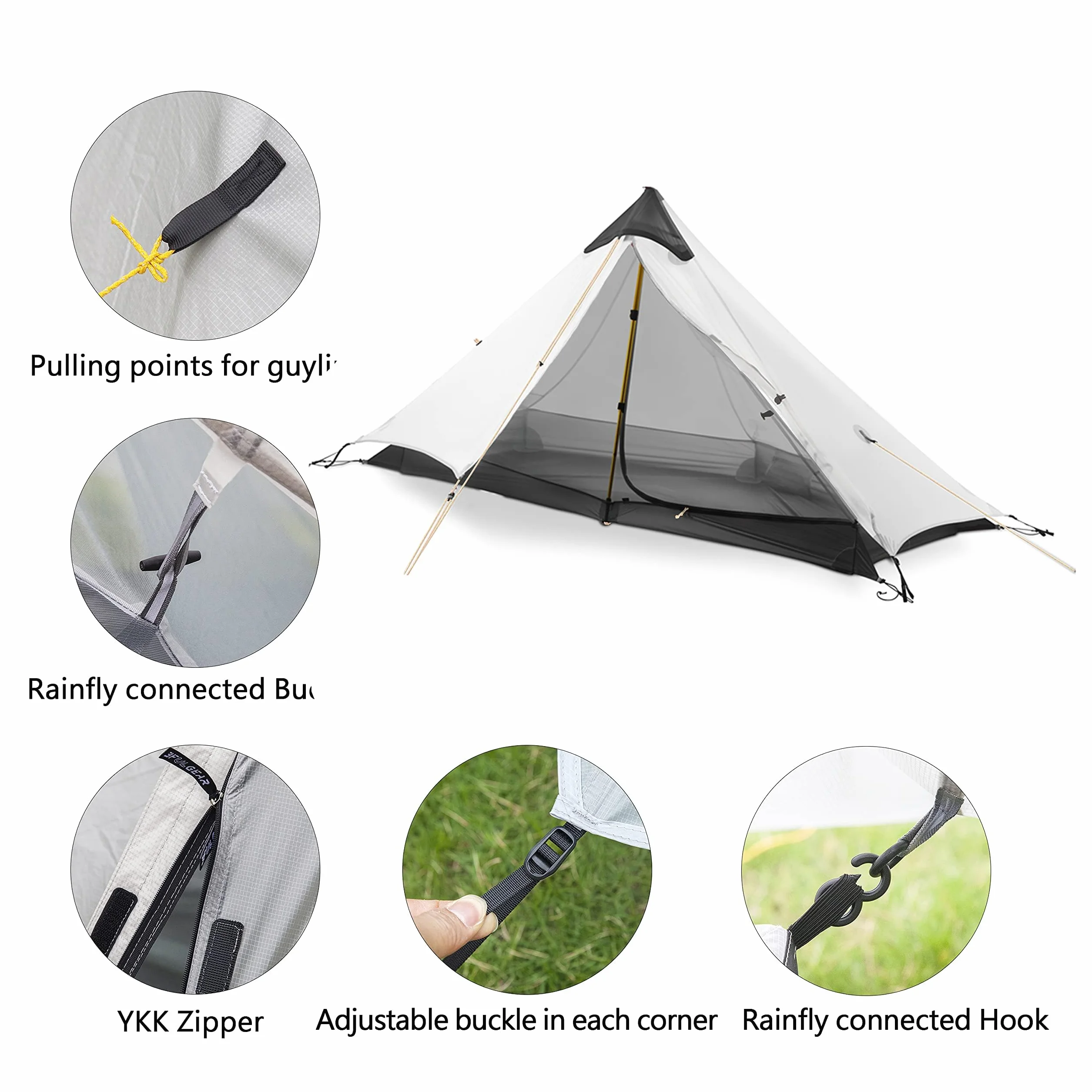 1 Person Ultralight Backpacking Tent - 3 Season (2lbs only) | 15D Ripstop Nylon Rainfly, 5000mm Waterproof, Bathtub Floor, for Hiking/Camping/Climbing/Trekking/Backpacker/Bikepacking