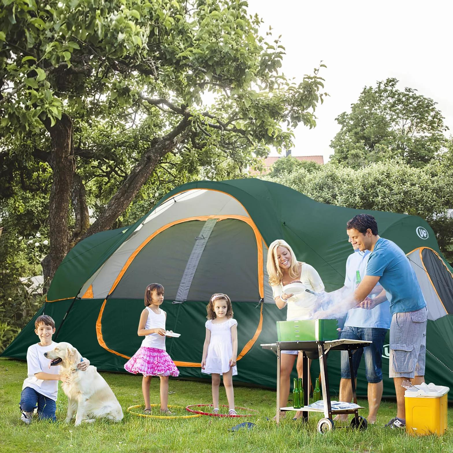 10 Person Tents for Camping Family Outdoor Camping Tent | 2 Rooms with Rainfly, Waterproof 5 Large Mesh Windows Size 18ft x 9ft x78in