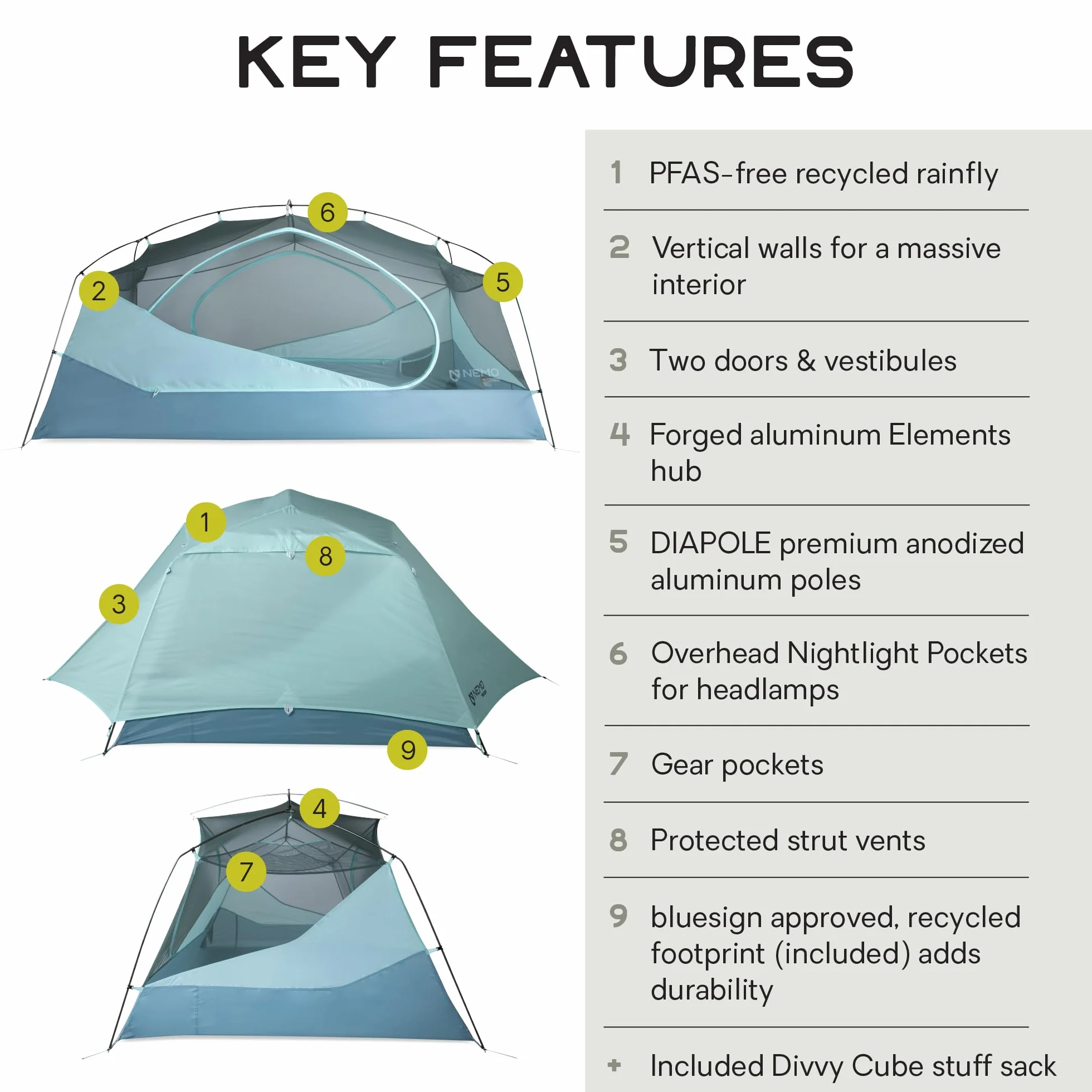Aurora Backpacking Tent & Footprint | Spacious, Family, Camping, 3-Season