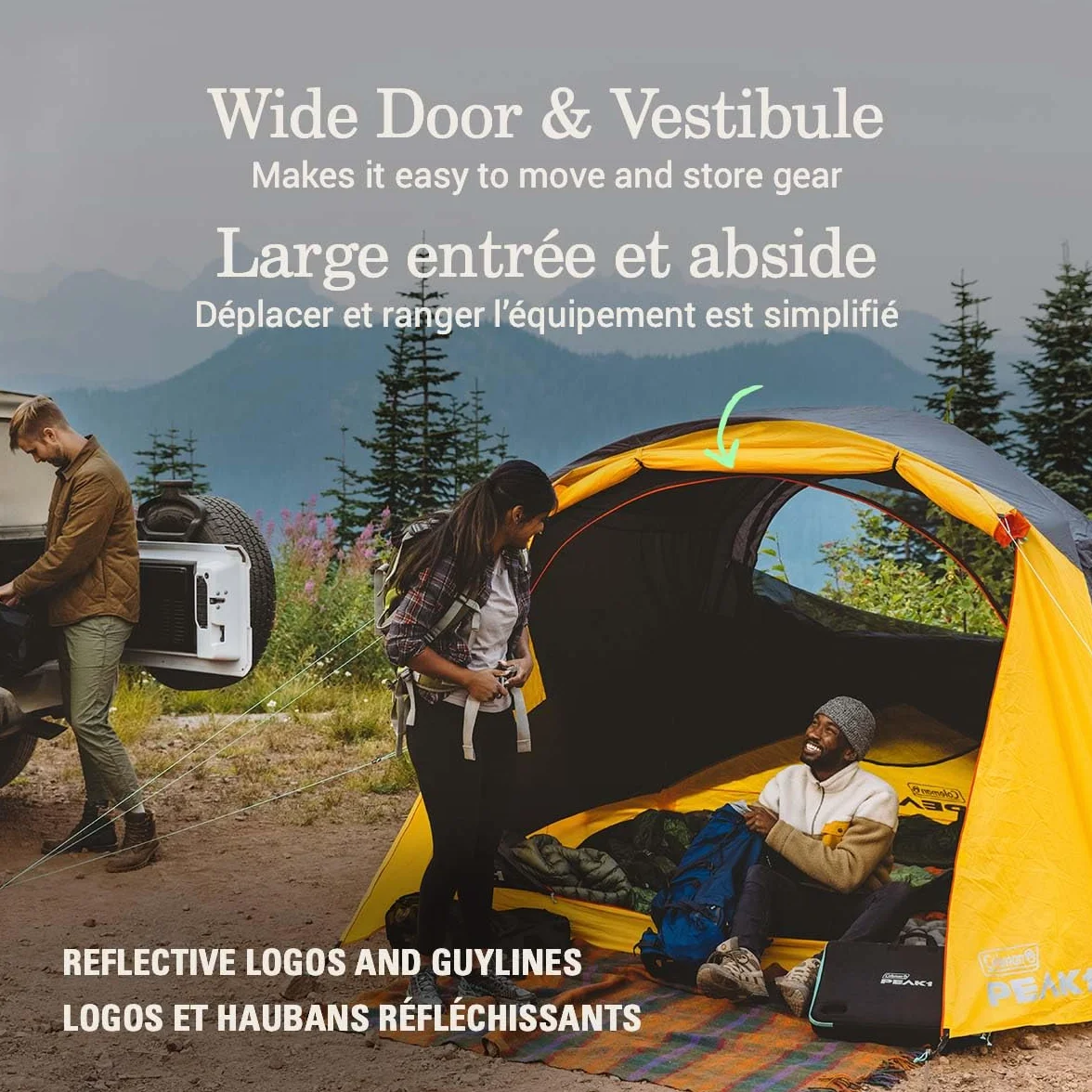 PEAK1 Premium Waterproof Backpacking Tent with Rainfly & Footprint, Lightweight Camping Tent Withstands Winds up to 45 MPH, 1/2/3/4/6 Person Sizes