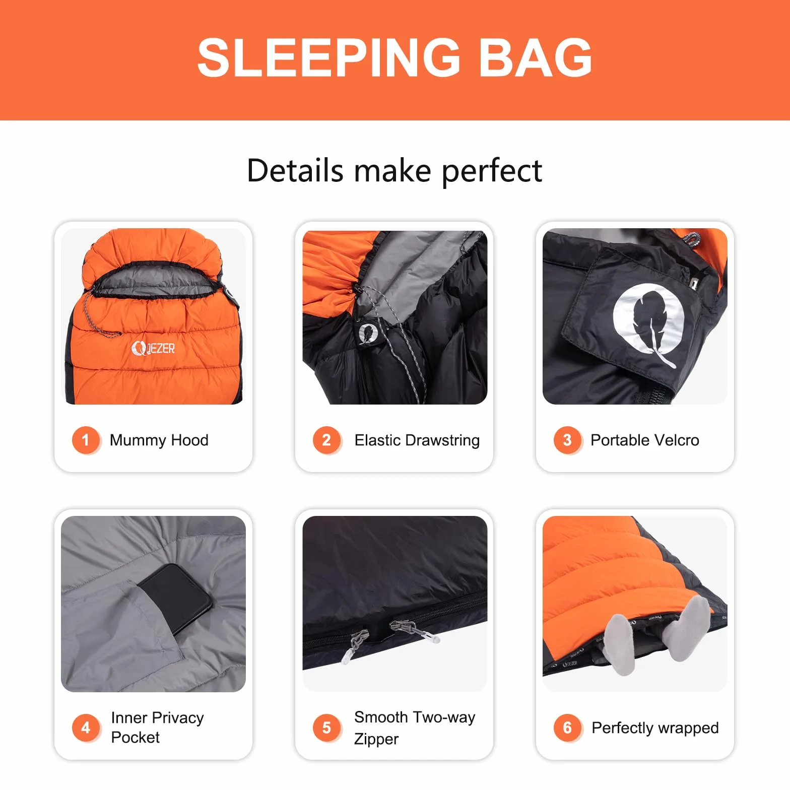 Down Sleeping Bag for Adults, 600FP Cold Warm Weather Backpacking | 4-Season Use,600 Fill Power Down,Ultralight Compact Carry,Camping Hiking Backpacking