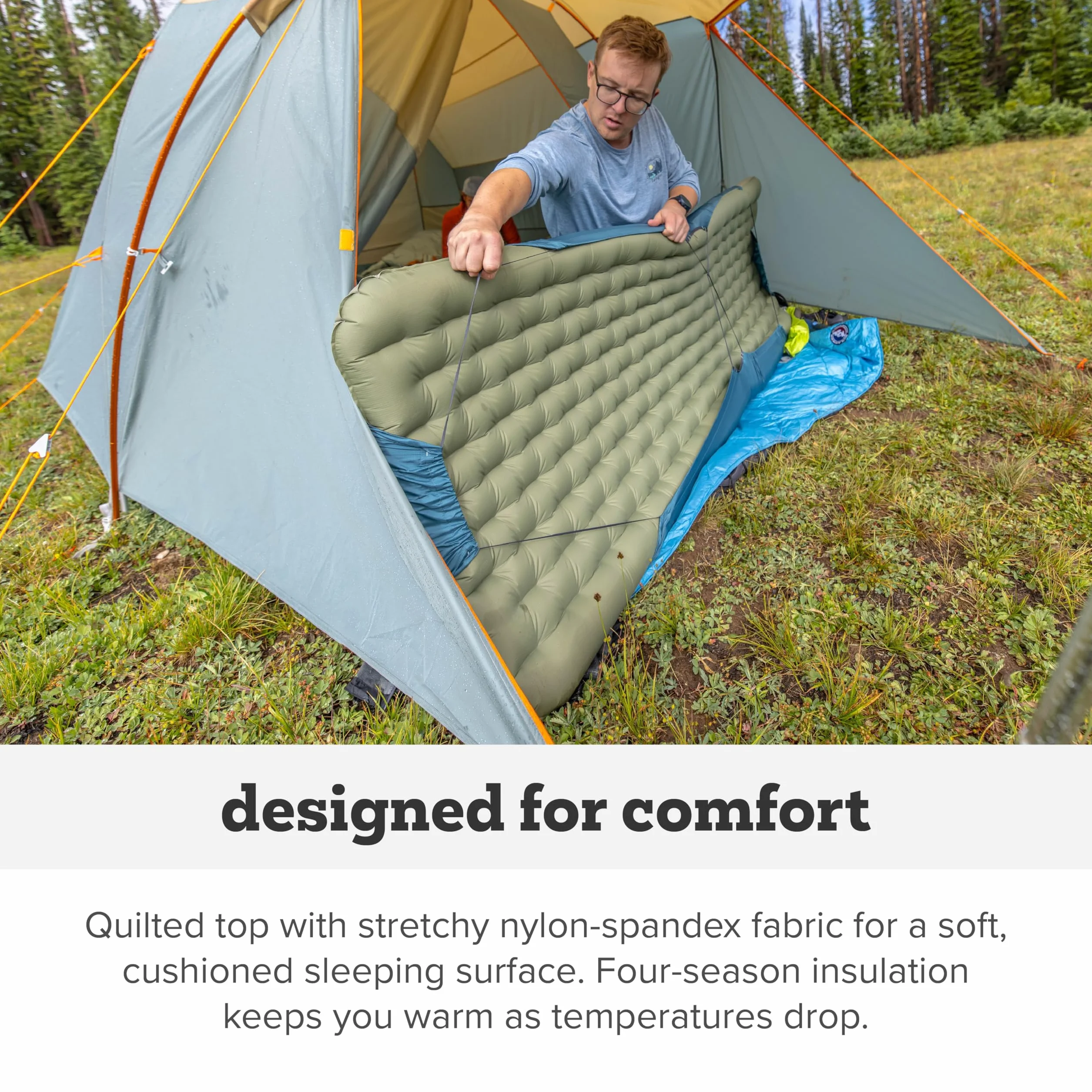 Campmeister Deluxe - Insulated Sleeping Pad, Wide Long | Built for all-season camping, backpacking, and hiking with an ultralight design, Silver insulation