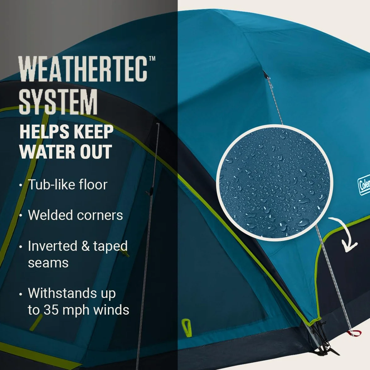 Skydome Dark Room Camping Tent with Screen Porch & 5-Minute Setup, Weatherproof Tent Blocks 90% of Sunlight, Rainfly & Carry Bag Included, Made of PFAS-Free Materials